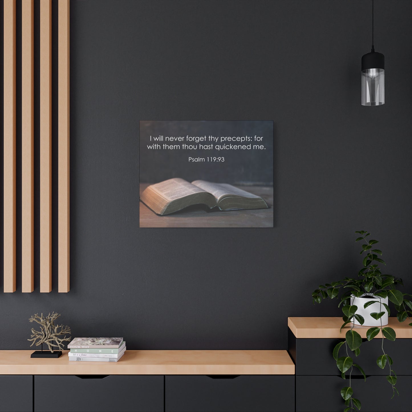 Bible Verse Canvas Never Forget Thy Precepts Psalm 119:93 Christian Home Décor Wall Art Scripture Ready to Hang Faith Print
