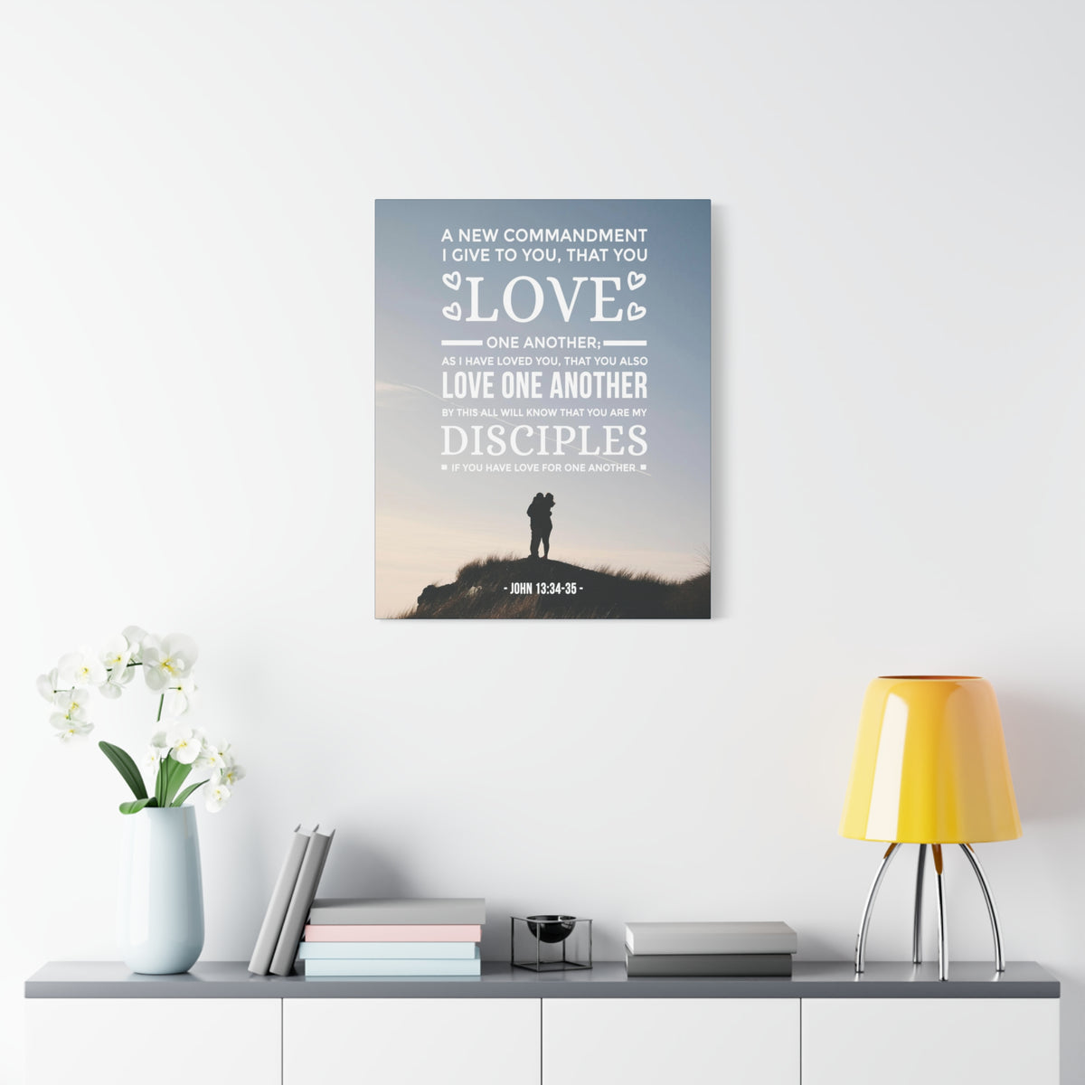 Scripture Canvas Love One Another John 13:34-35 Christian Wall Art Bible Verse Print Ready to Hang