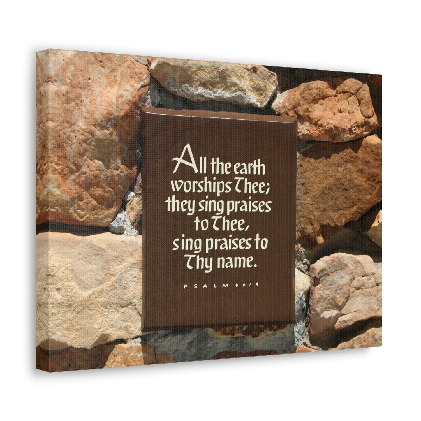 Worships Thee Psalm 66:4 Bible Verse Canvas Christian Wall Art Ready to Hang