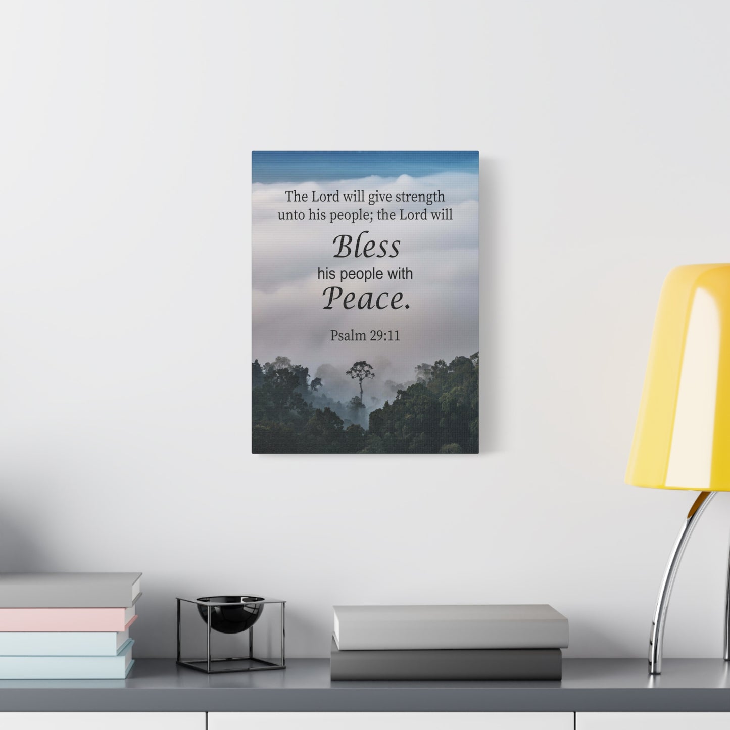 Scripture Canvas Bless Peace Psalm 29:11 Christian Wall Art Bible Verse Print Ready to Hang