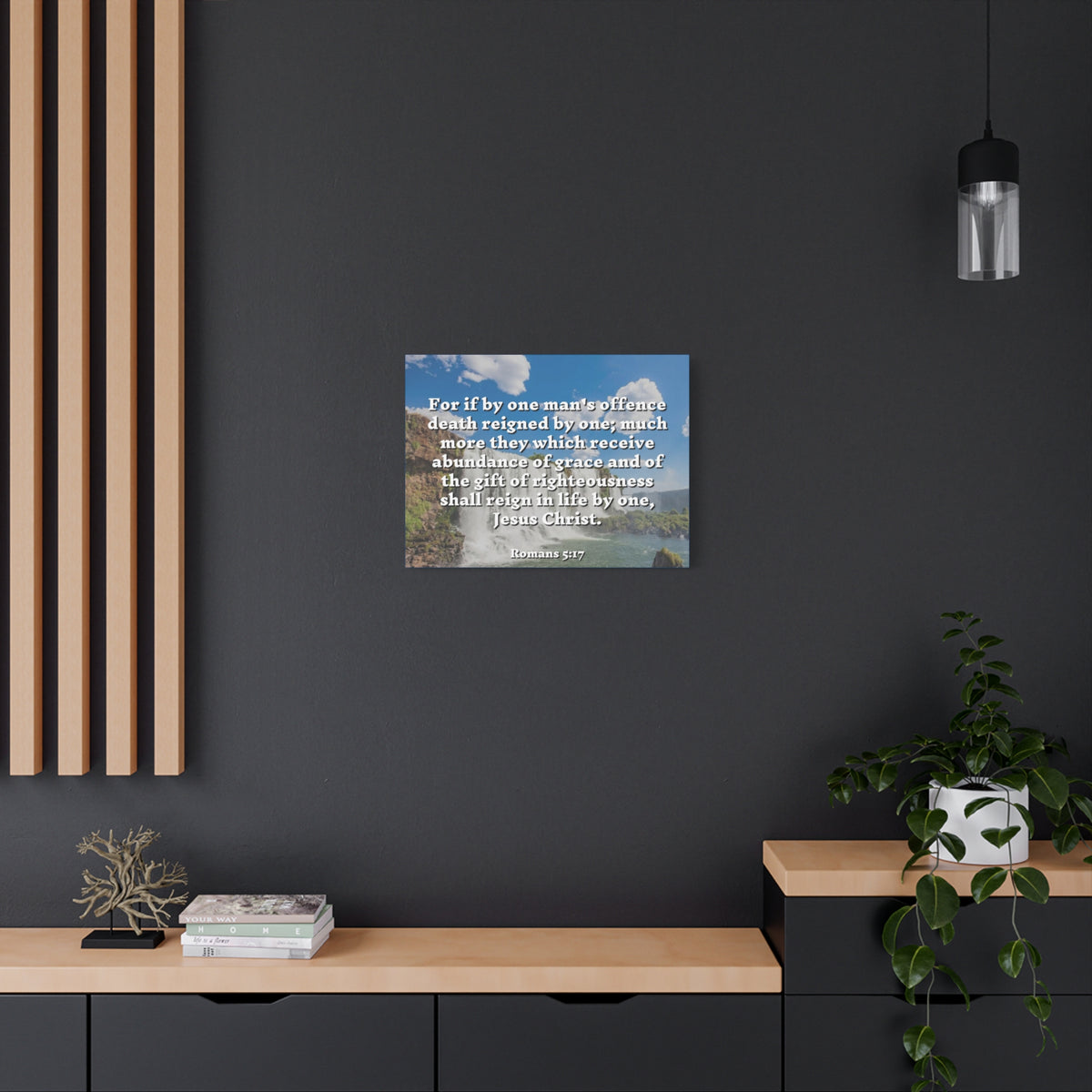 Scripture Canvas Gift Of Righteousness Romans 5:17 Christian Wall Art Bible Verse Print Ready to Hang
