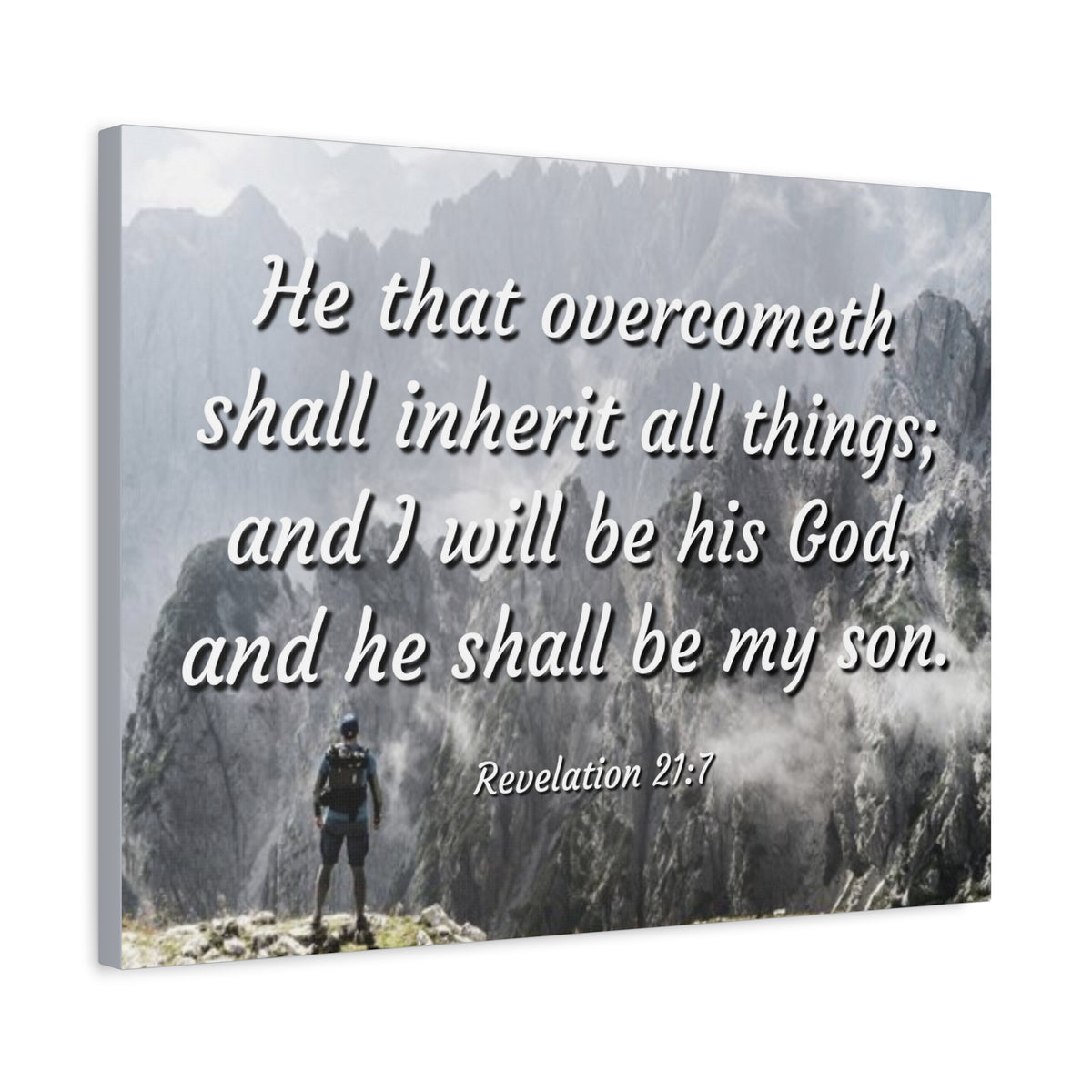 Scripture Canvas Inherit All Things Revelation 21:7 Christian Wall Art Bible Verse Print Ready to Hang