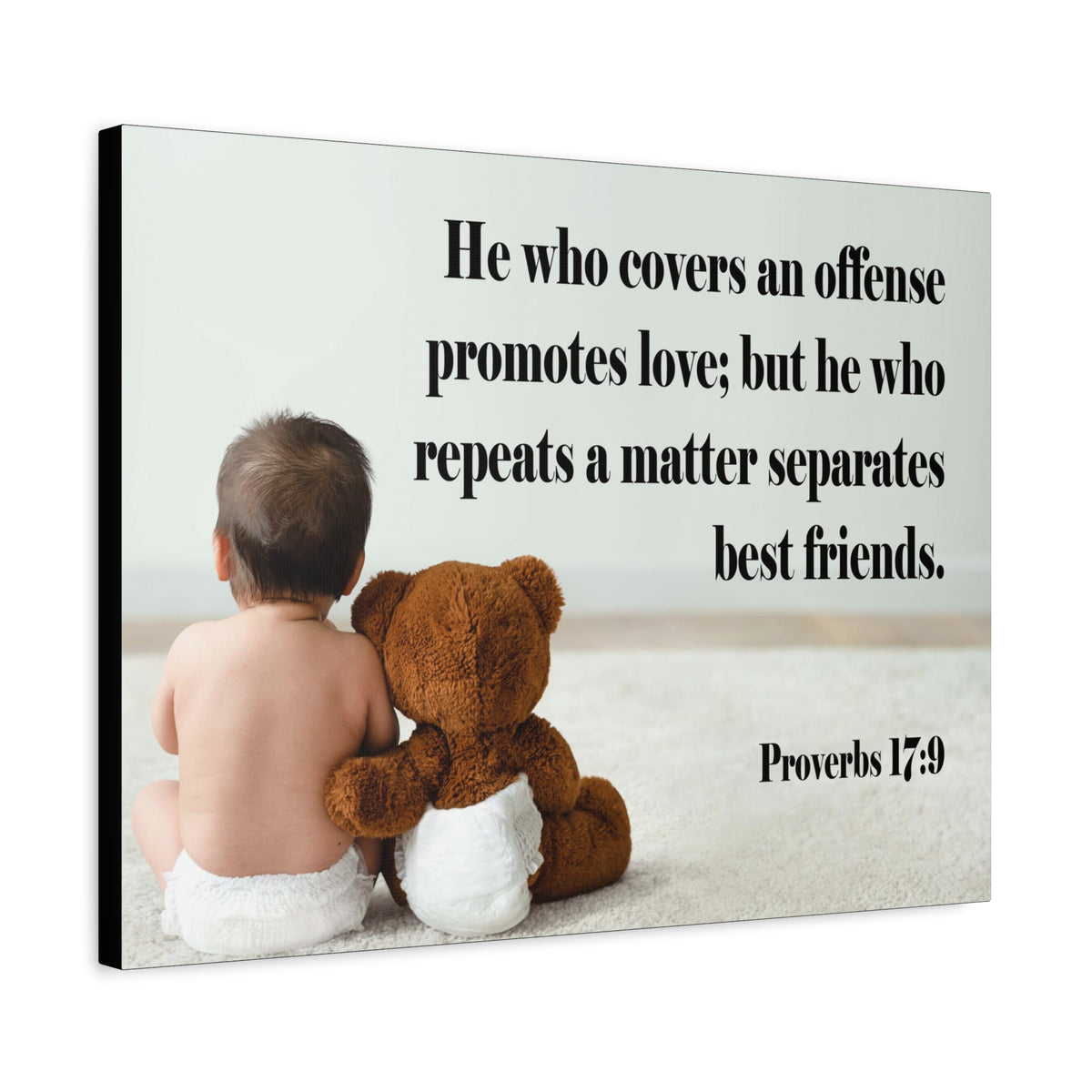 Scripture Canvas Best Friends Proverbs 17:9 Christian Wall Art Bible Verse Print Ready to Hang
