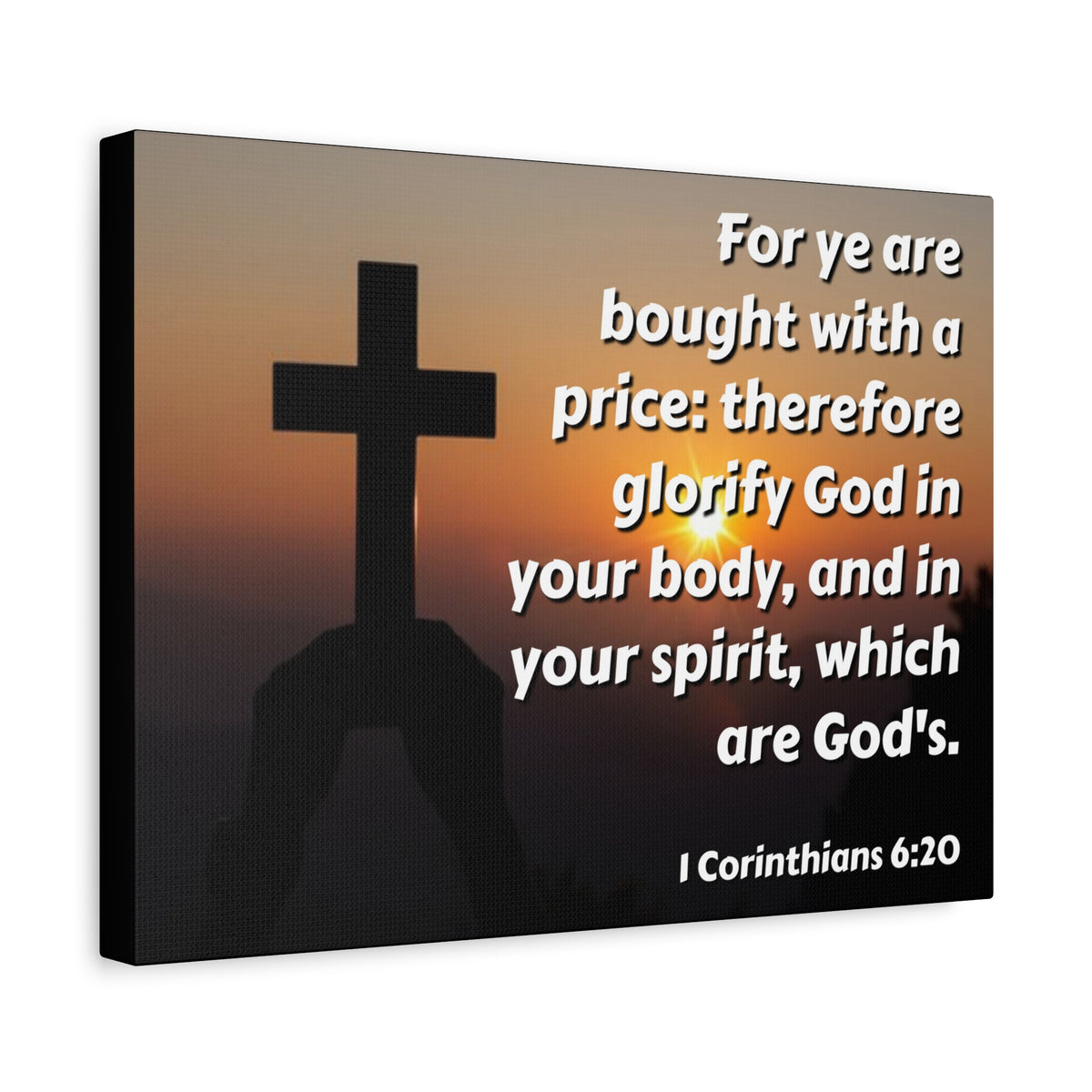 Scripture Canvas Glorify God 1 Corinthians 6:20 Christian Wall Art Bible Verse Print Ready to Hang