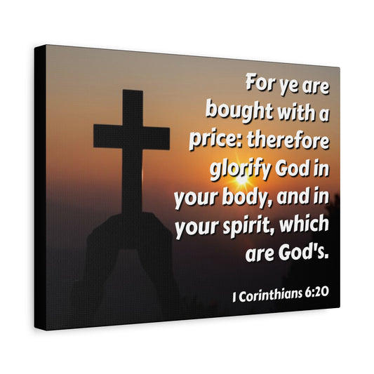 Scripture Canvas Glorify God 1 Corinthians 6:20 Christian Wall Art Bible Verse Print Ready to Hang