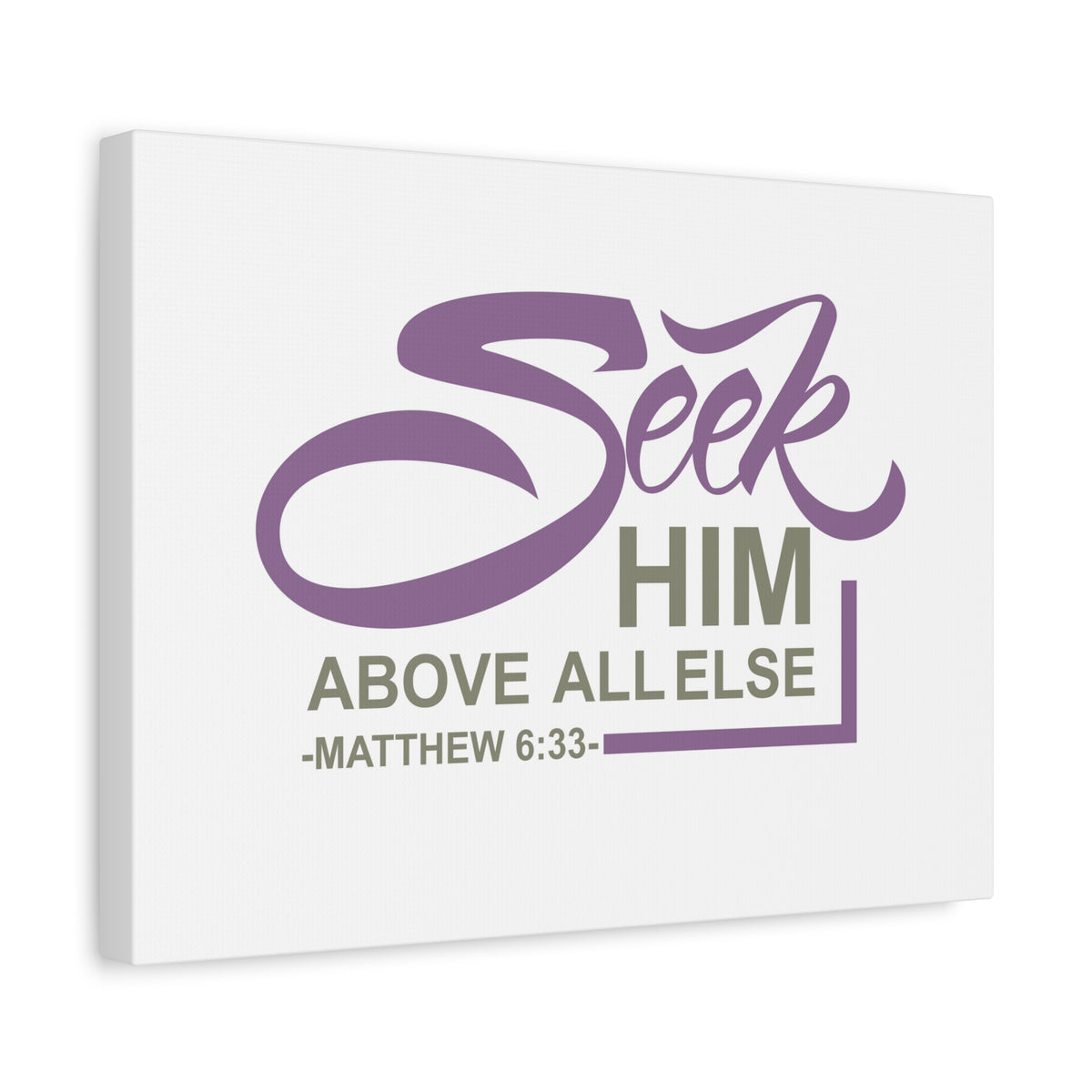 Scripture Canvas Seek Him Matthew 6:33 Christian Wall Art Bible Verse Print Ready to Hang