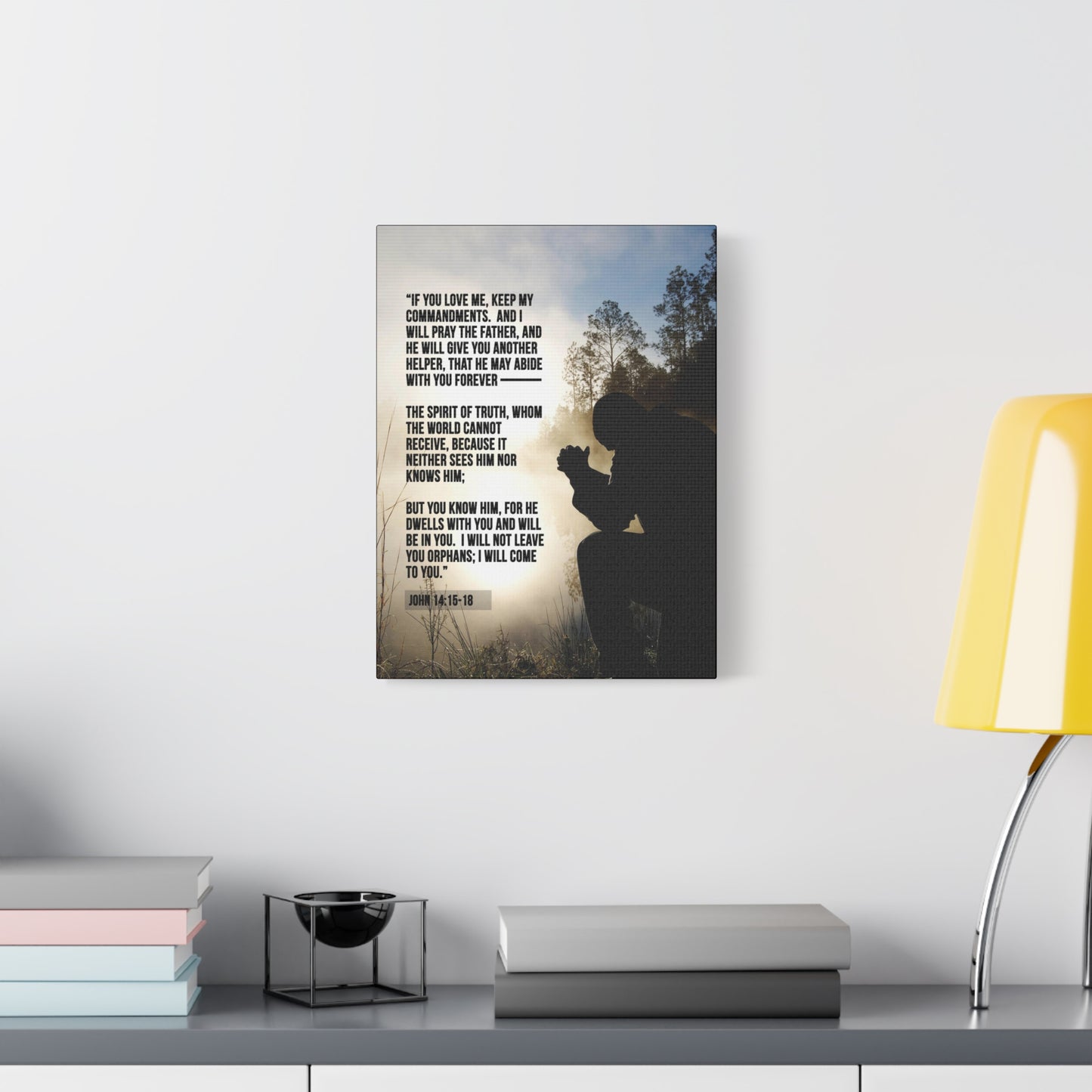Scripture Canvas Keep my Commandments John 14:15‭-‬18 Christian Wall Art Bible Verse Print Ready to Hang
