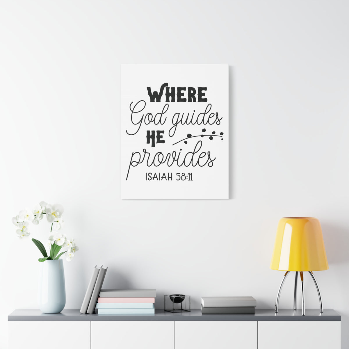 Scripture Canvas Where God Guides Isaiah 58:11 Christian Wall Art Print Ready to Hang