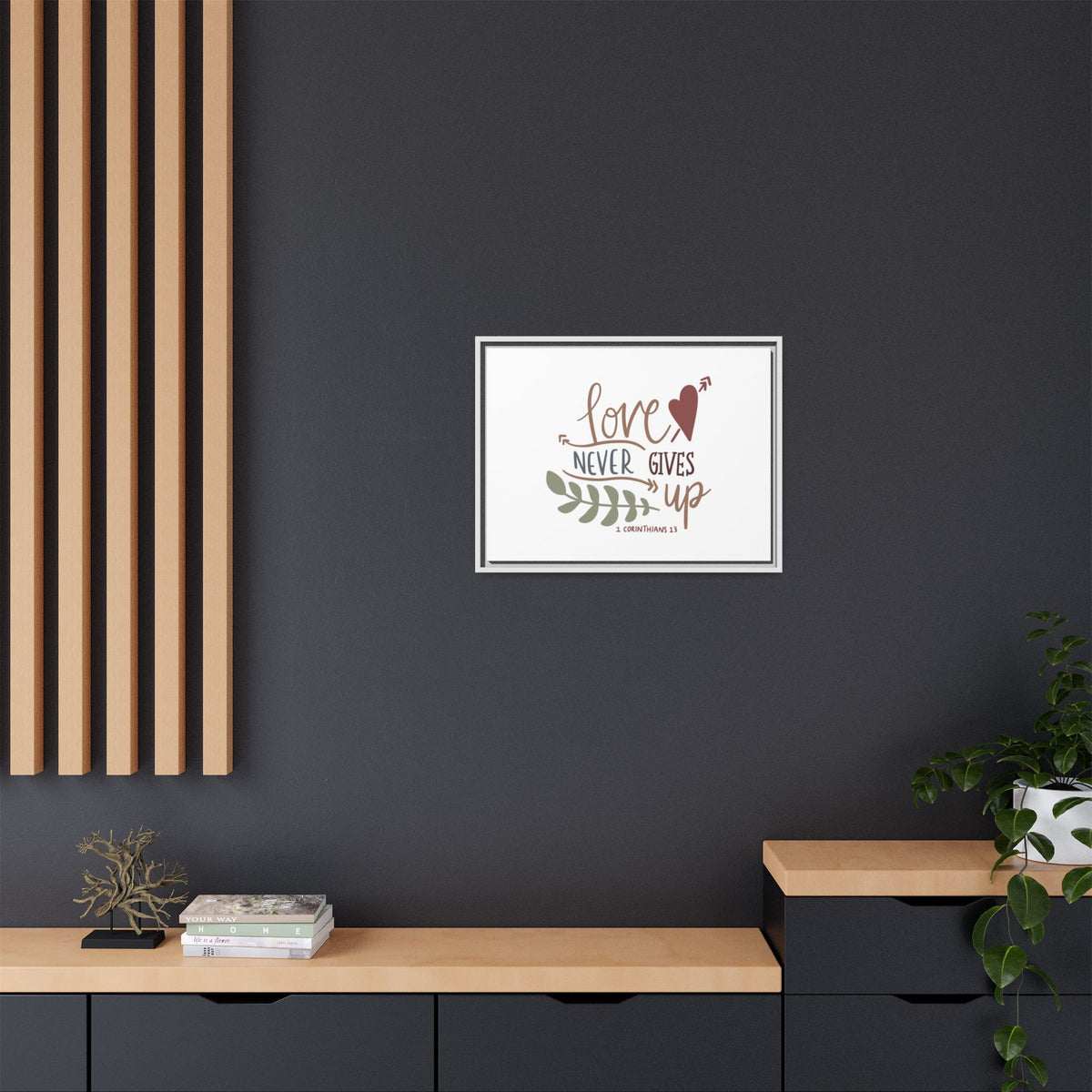 Scripture Canvas Love Never Gives Up 1 Corinthians 13 Christian Wall Art Bible Verse Print Ready to Hang