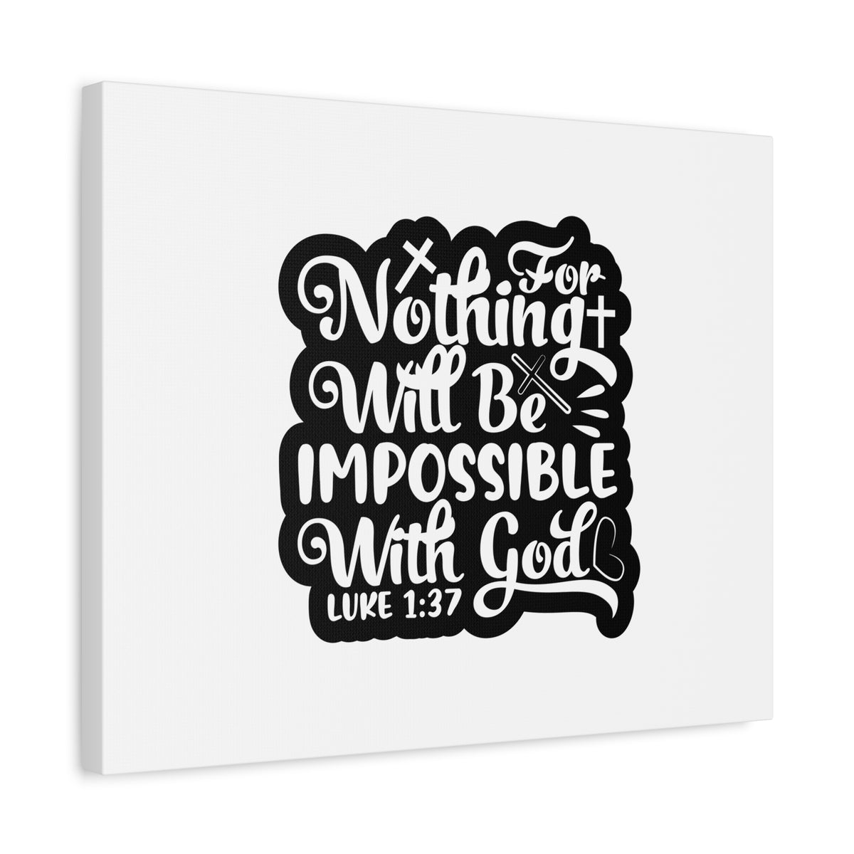 Scripture Canvas With God Luke 1:37 Christian Wall Art Bible Verse Print Ready to Hang