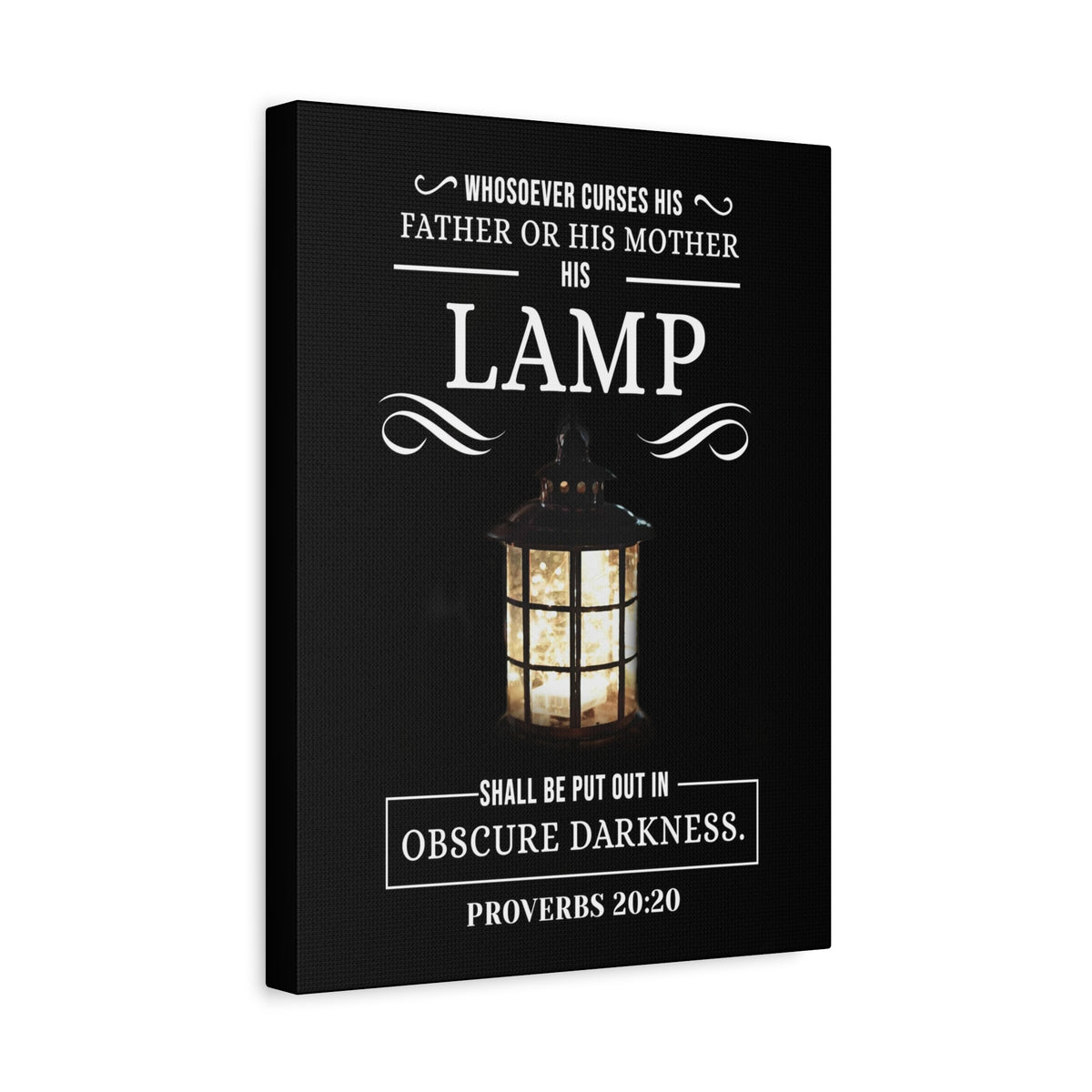 Scripture Canvas Lamp Proverbs 20:20 KJV Christian Wall Art Bible Verse Print Ready to Hang