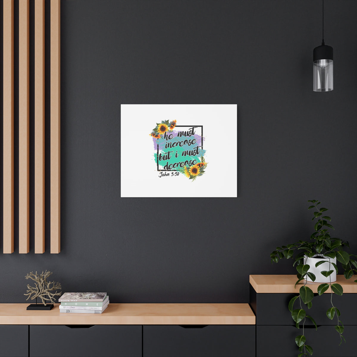 Scripture Canvas He Must Increase John 3:30 Christian Wall Art Bible Verse Print Ready to Hang