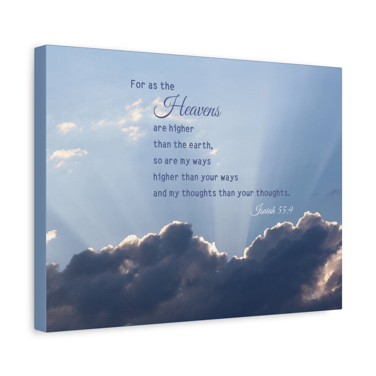 Scripture Canvas My Ways Isaiah 55:9 Christian Wall Art Bible Verse Print Ready to Hang