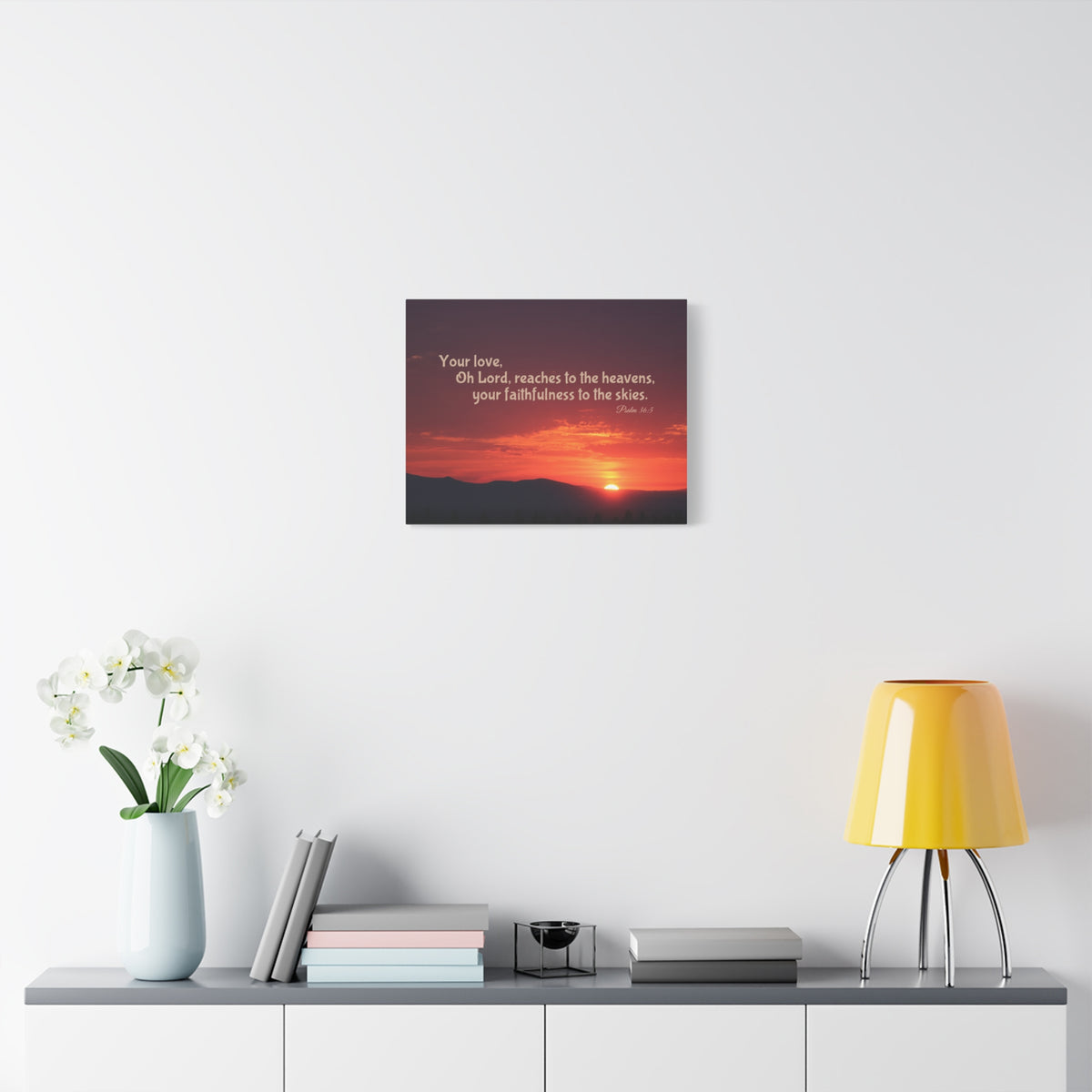Scripture Canvas Reaches To The Heavens Psalm 36:5 Christian Wall Art Bible Verse Print Ready to Hang