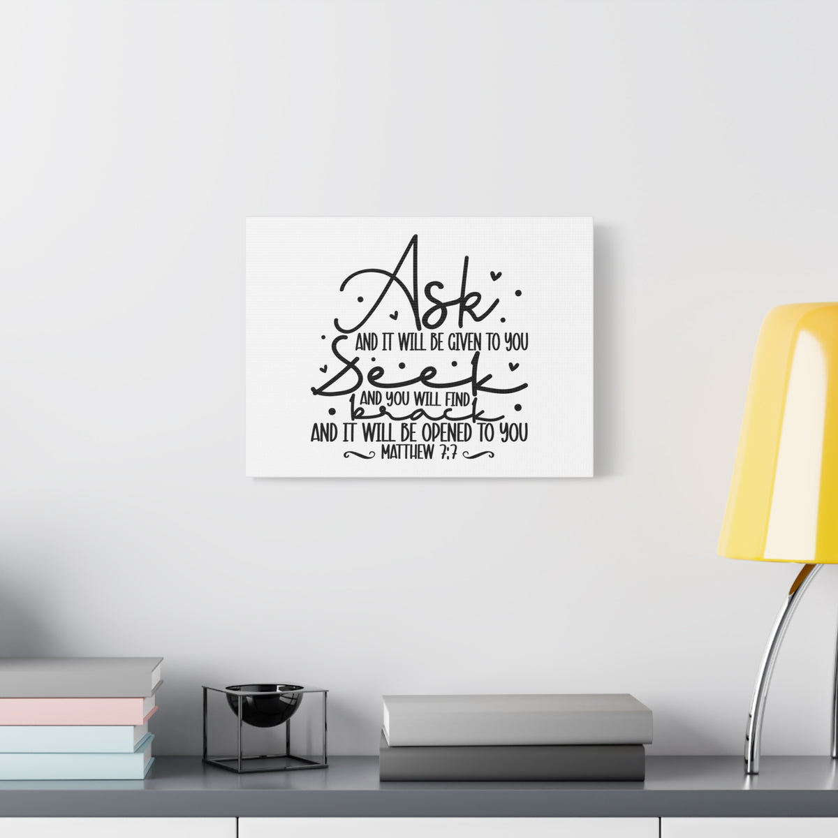Scripture Canvas Opened To You Matthew 7:7 Christian Wall Art Bible Verse Print Ready to Hang