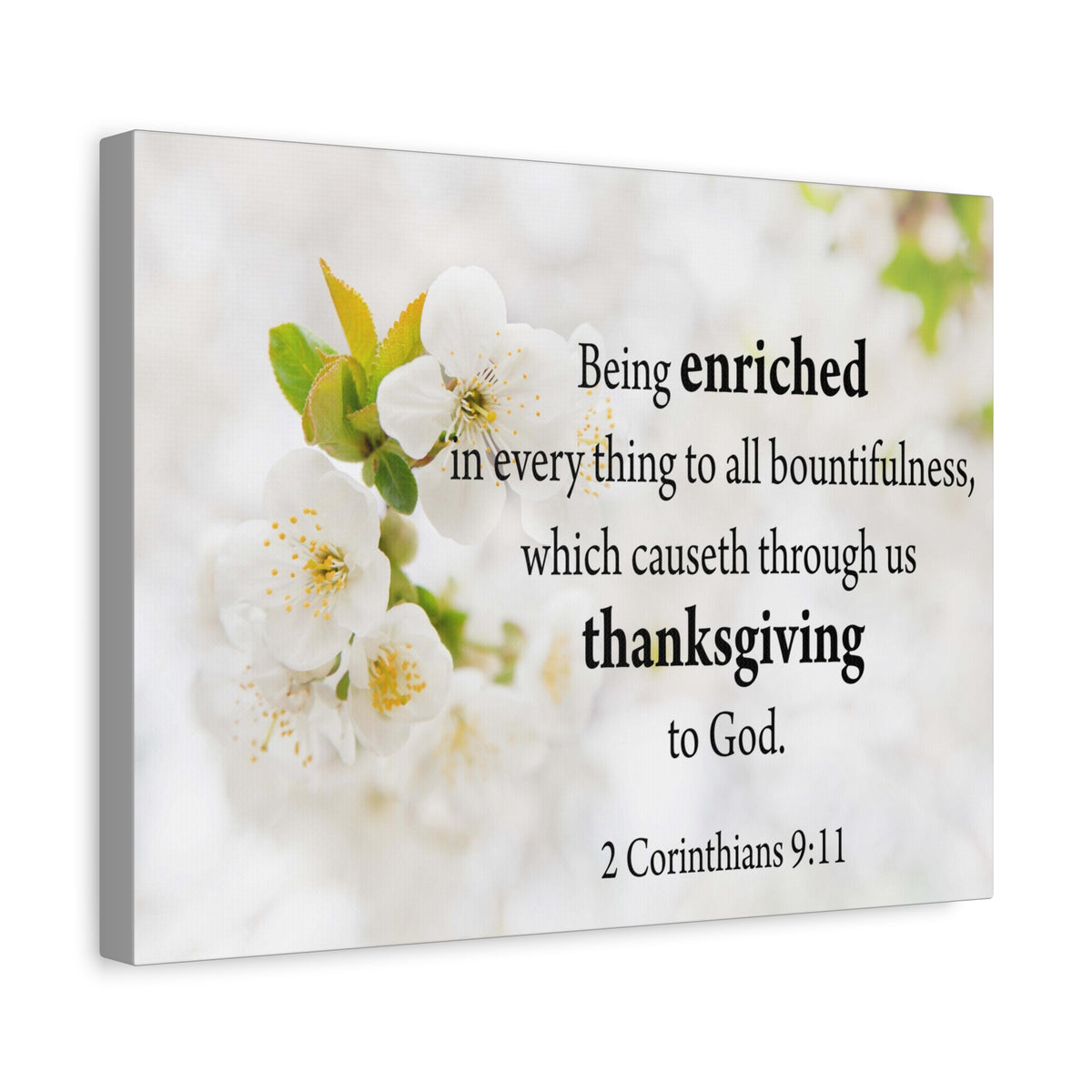 Scripture Canvas Thanksgiving to God 2 Corinthians 9:11 Christian Wall Art Bible Verse Print Ready to Hang