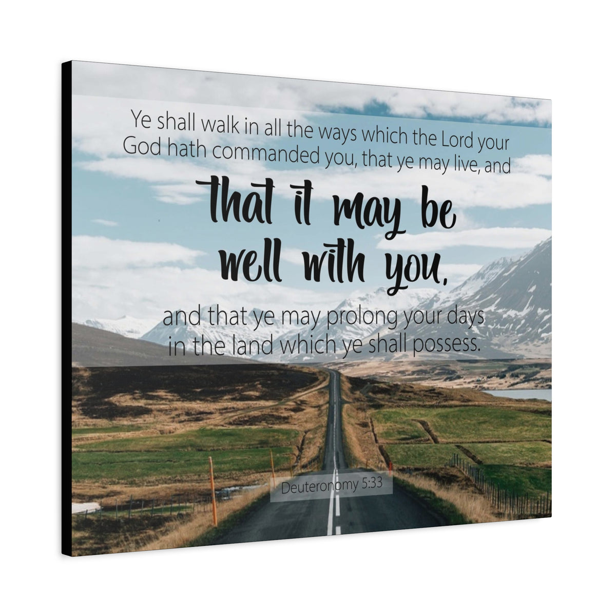 Scripture Canvas That It May Be Well With You Deuteronomy 5:33 Christian Wall Art Bible Verse Print Ready to Hang