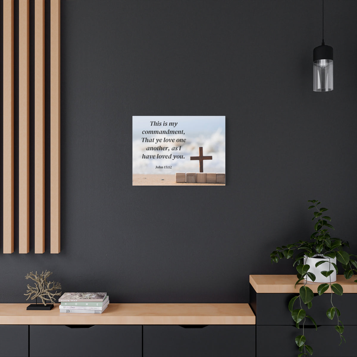 Scripture Canvas My Commandment John 15:12 Christian Wall Art Bible Verse Print Ready to Hang