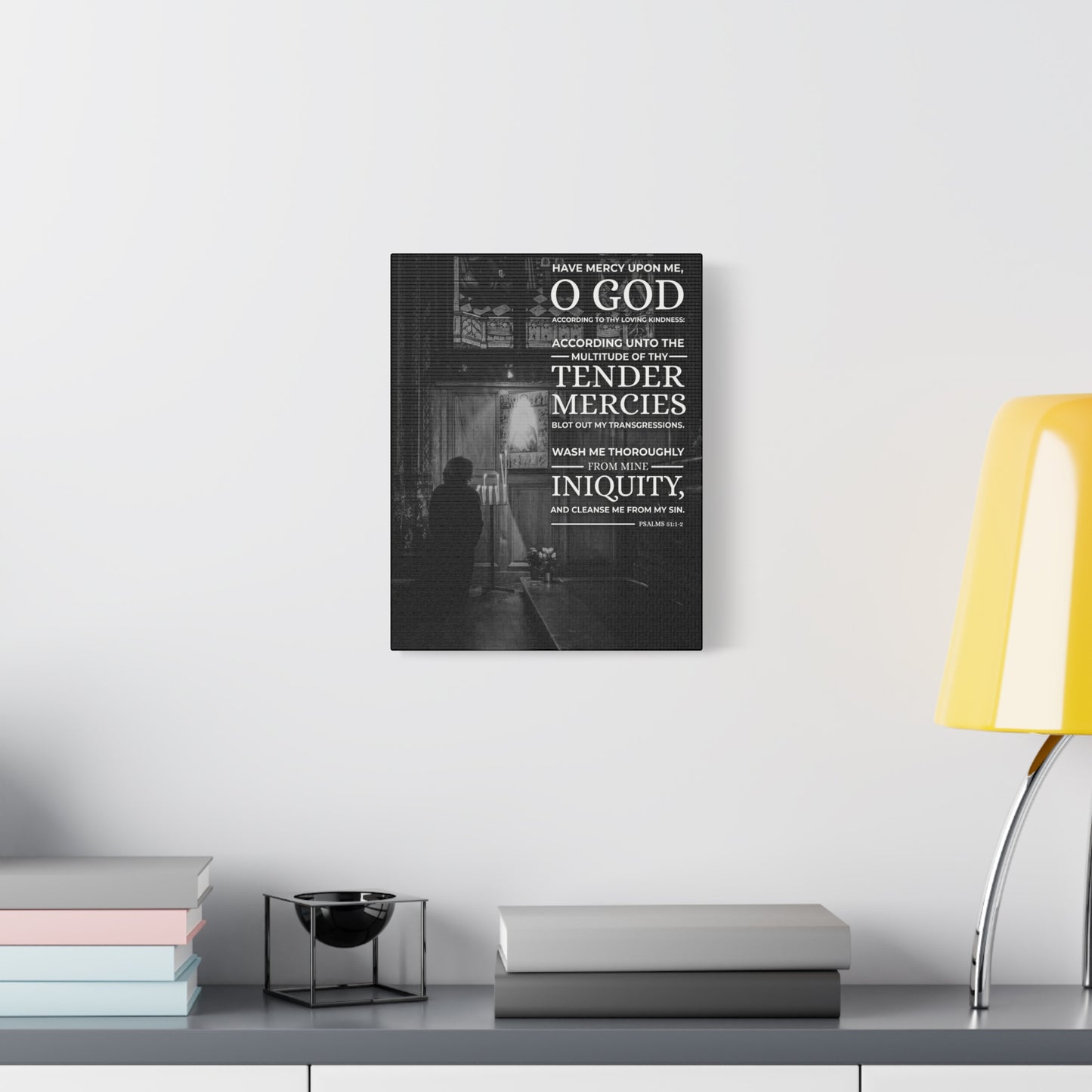 Scripture Canvas Have Mercy Psalms 51:1-2 Christian Wall Art Bible Verse Print Ready to Hang