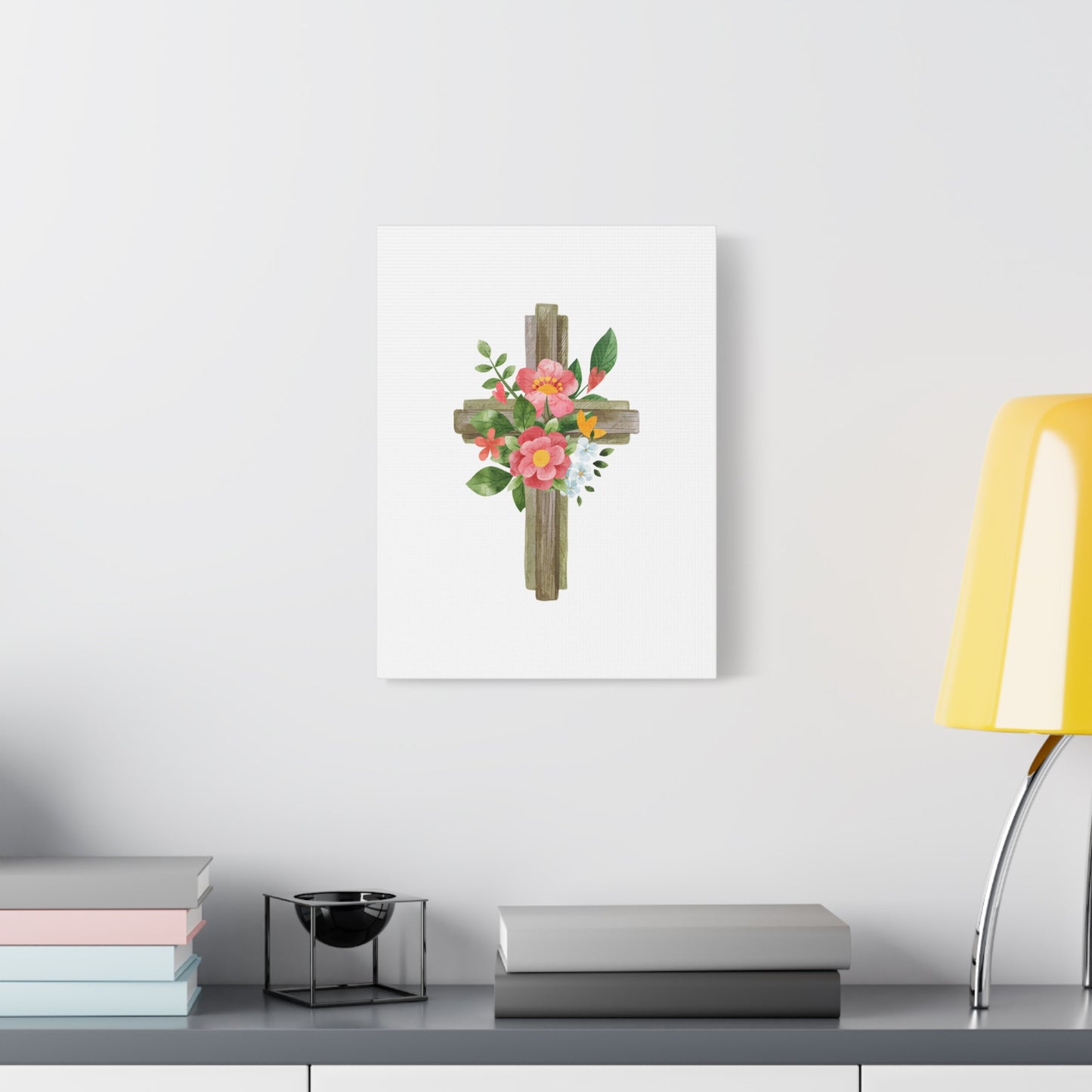Scripture Canvas Flower Cross Psalms 103:15 Christian Wall Art Bible Verse Print Ready to Hang