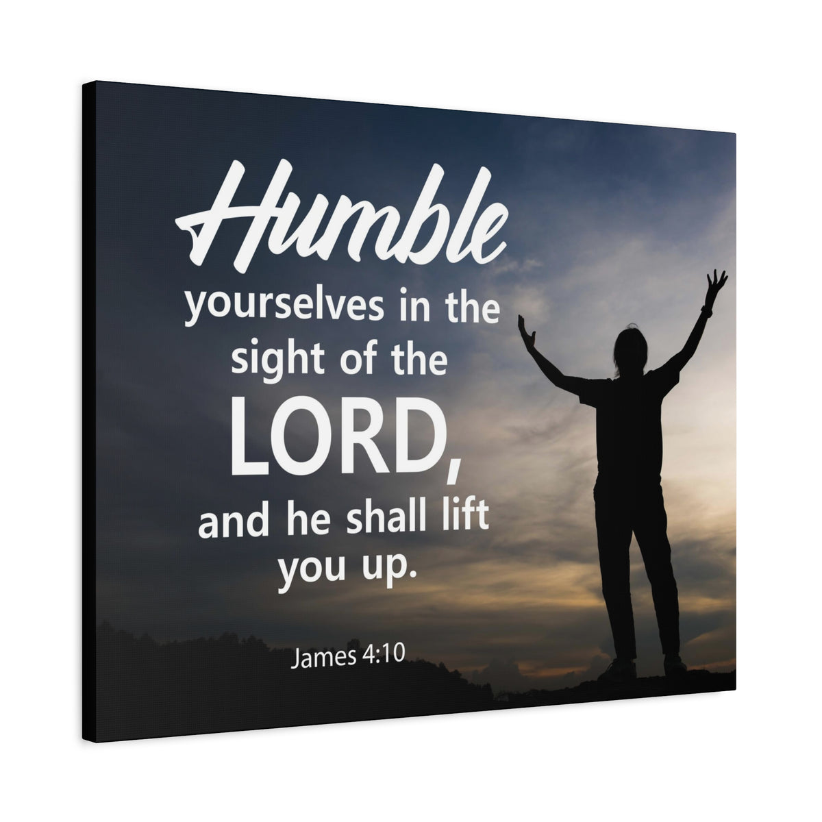 Scripture Canvas Humble Yourselves in The Lord James 4:10 Christian Wall Art Bible Verse Print Ready to Hang