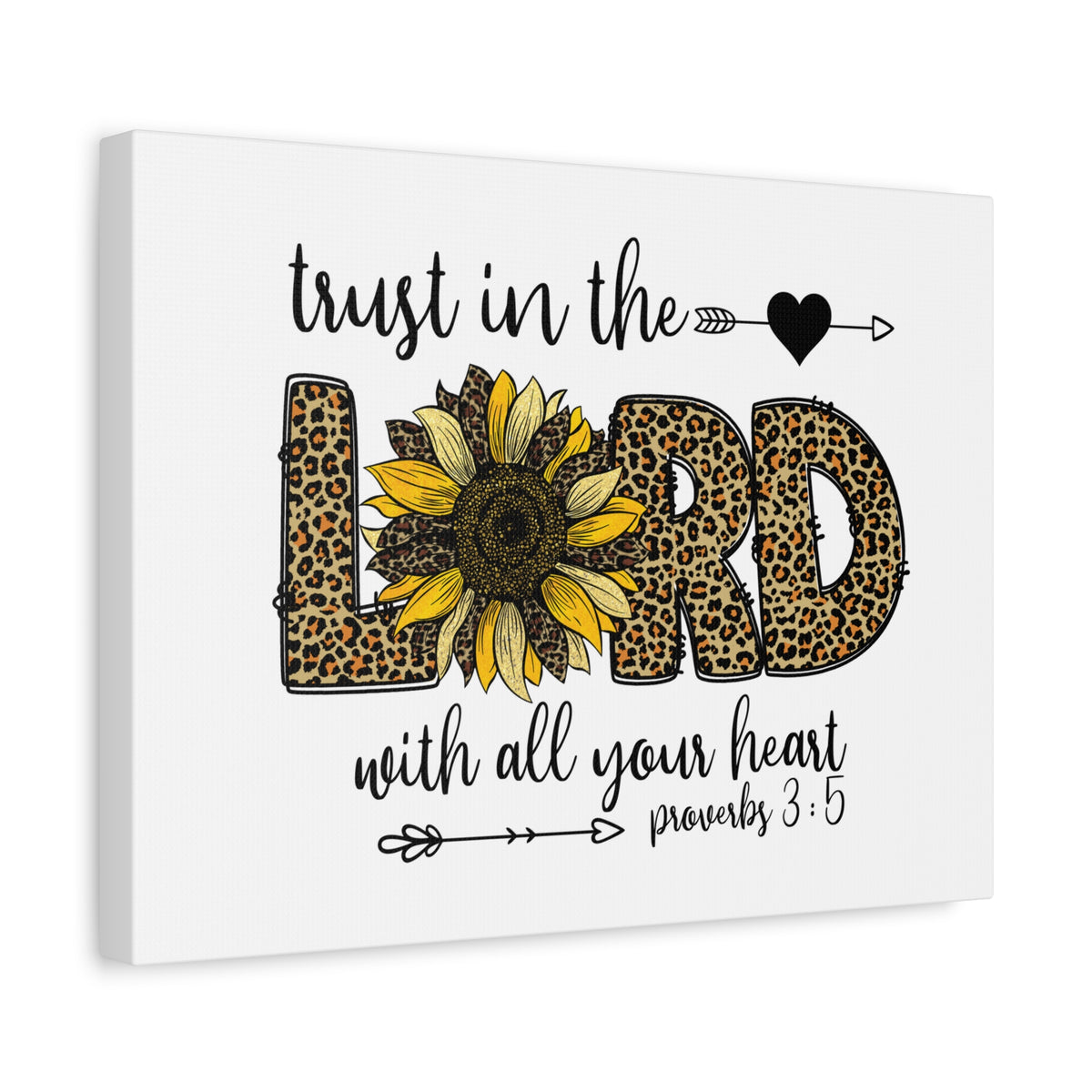 Scripture Canvas Trust In The Lord Leopard Proverbs 3:5 Christian Wall Art Bible Verse Print Ready to Hang