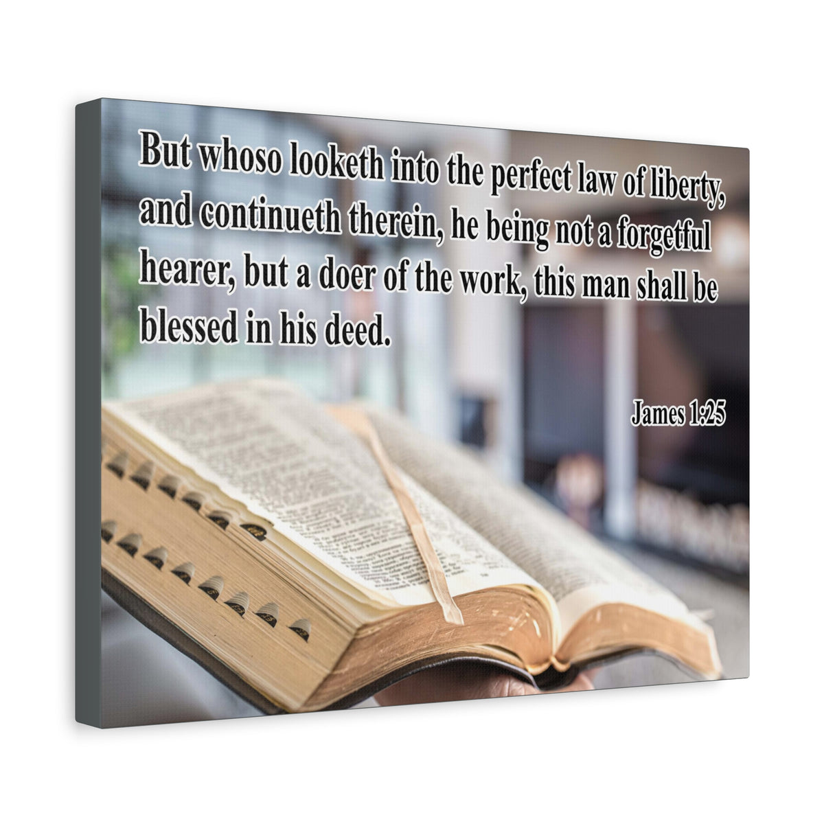 Scripture Canvas Perfect Law of Liberty James 1:25 Christian Wall Art Bible Verse Print Ready to Hang