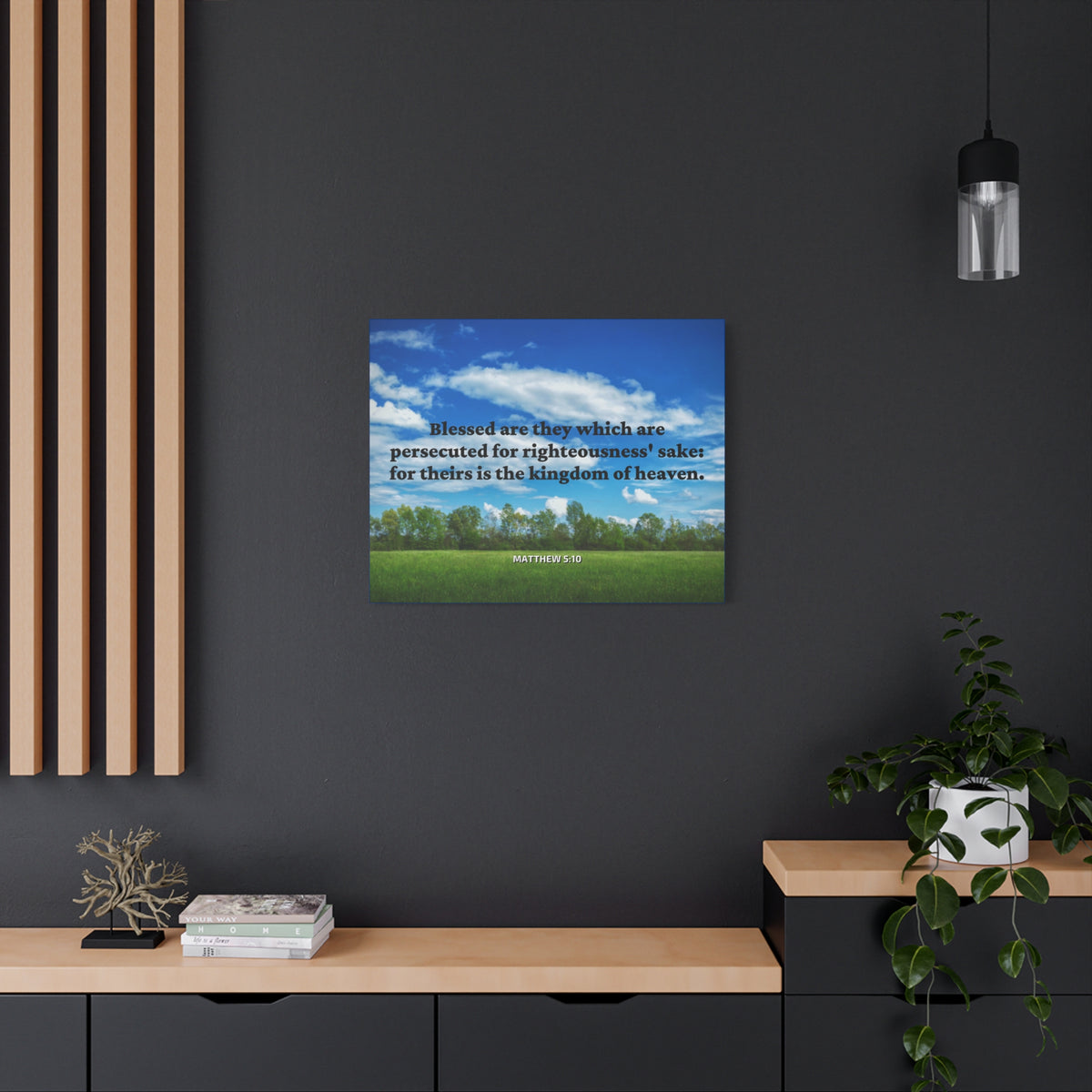 Scripture Canvas Blessed Are The Persecuted Matthew 5:10 Christian Wall Art Bible Verse Print Ready to Hang