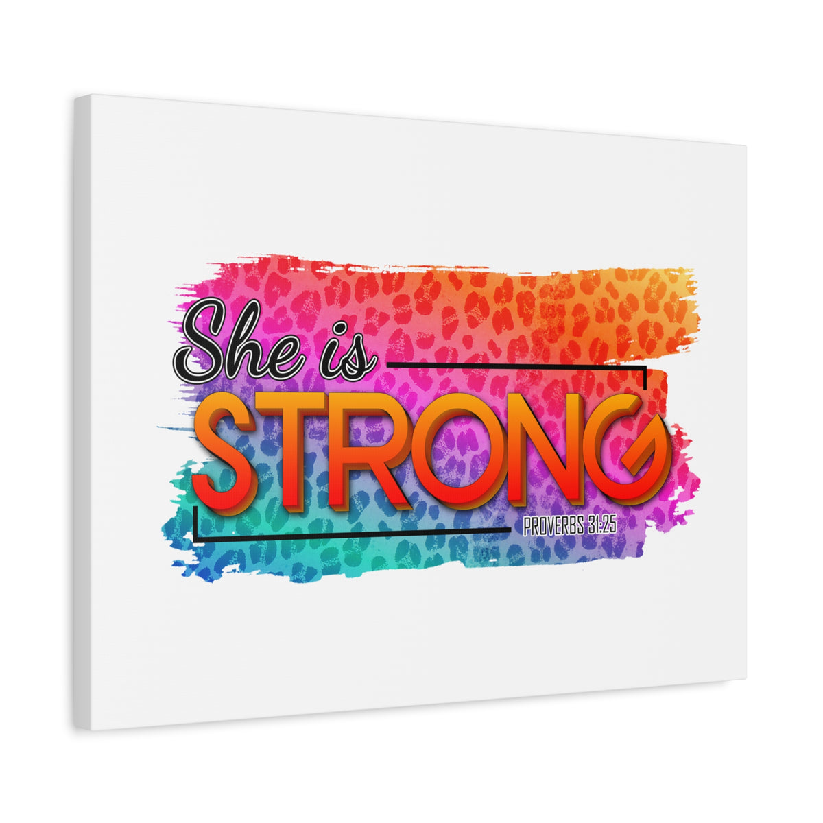 Scripture Canvas She Is Strong Proverbs 31:25 Christian Wall Art Bible Verse Print Ready to Hang