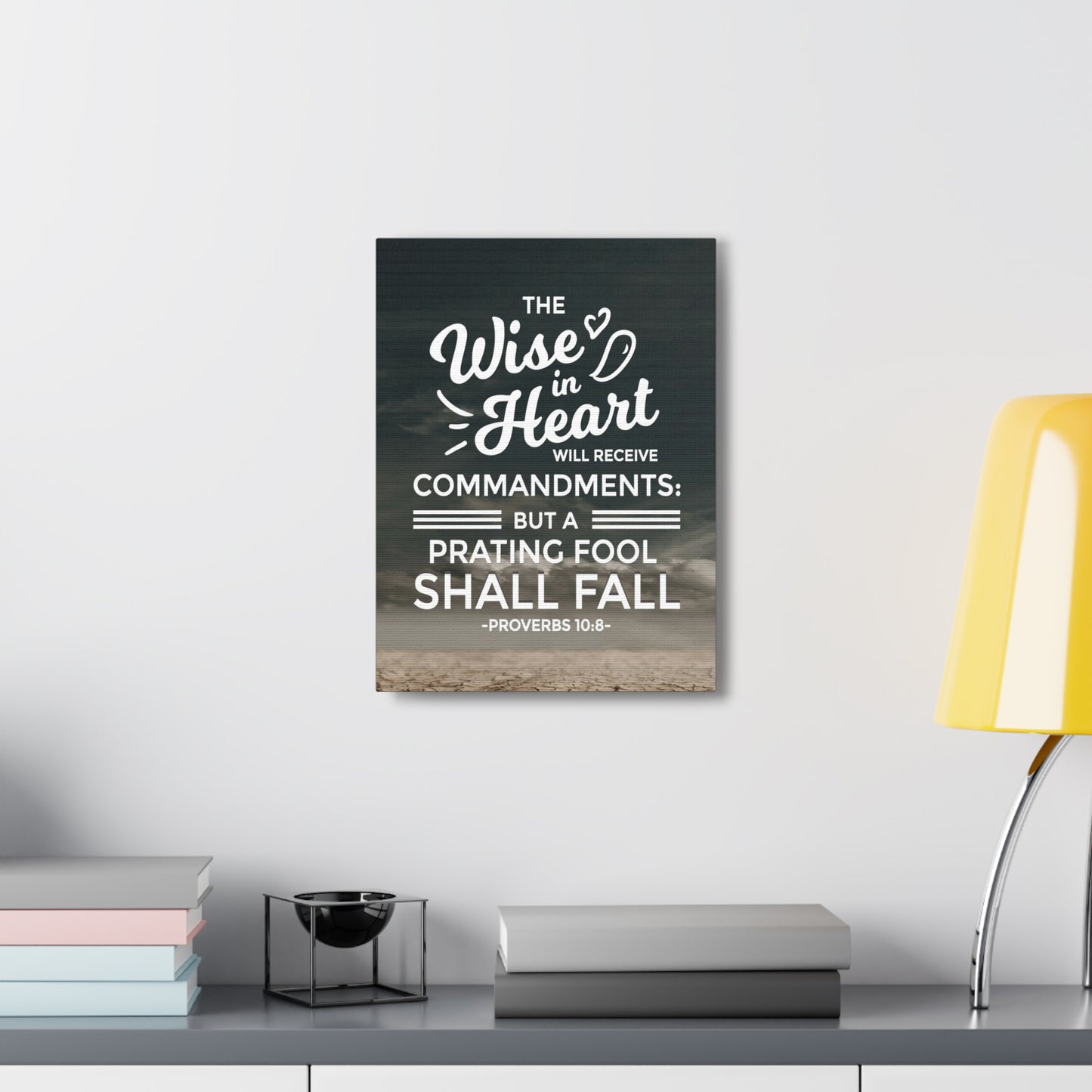The Wise in Heart Proverbs 10:8 Christian Wall Art Bible Verse Print Ready to Hang