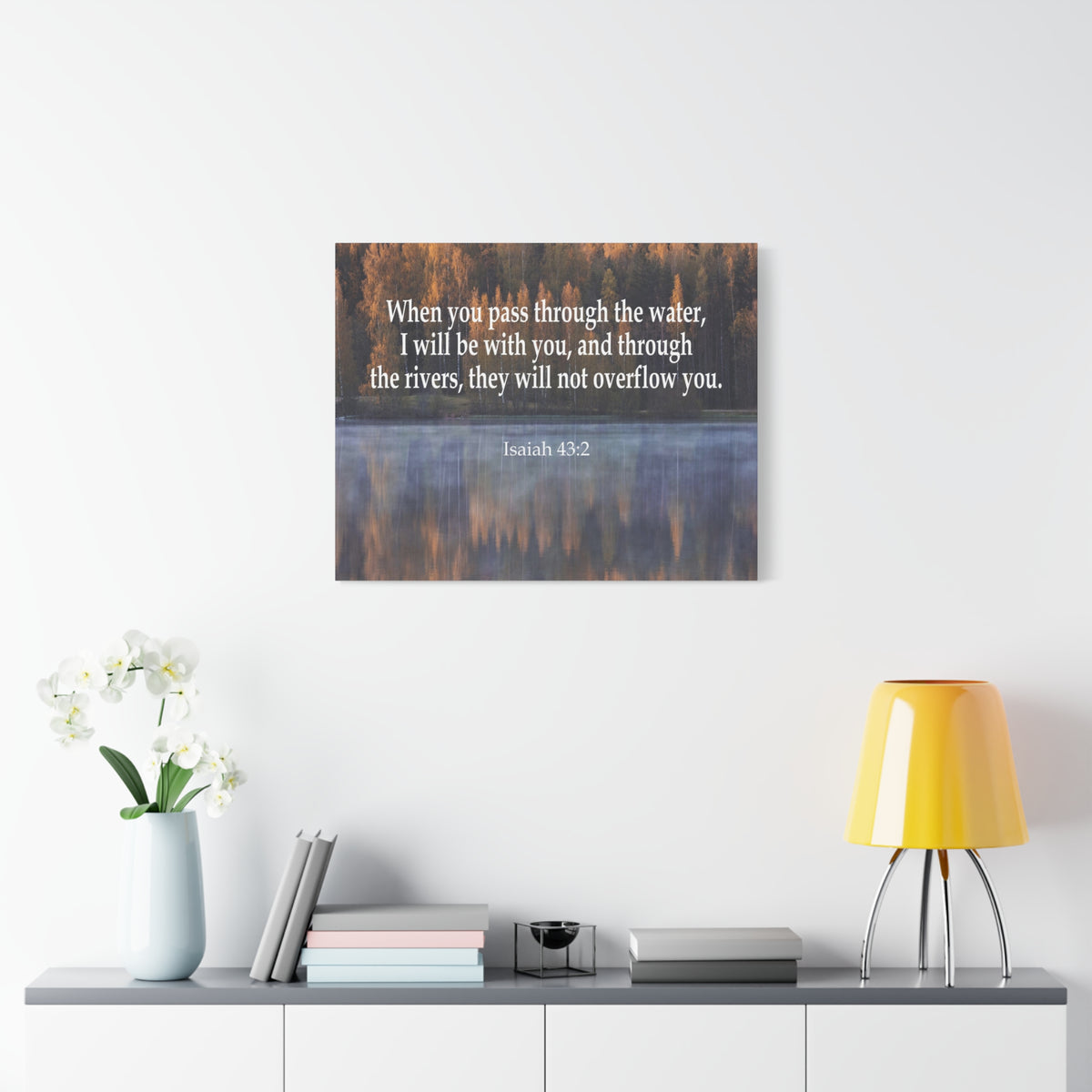 Scripture Canvas Pass Trough the Water Isaiah 43:2 Christian Wall Art Bible Verse Print Ready to Hang
