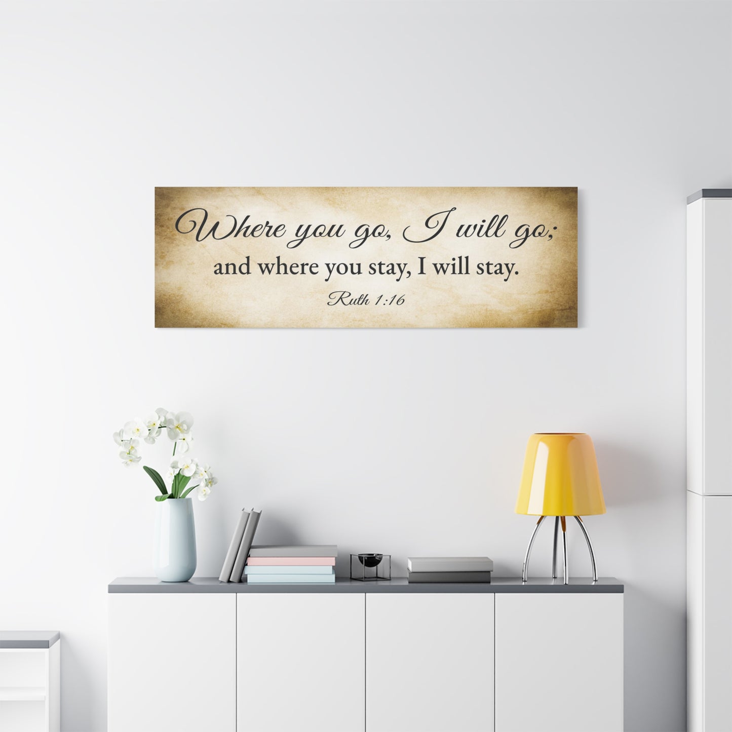 Scripture Walls Ruth 1:16 Gold Bible Verse Canvas Christian Wall Art Ready to Hang Unframed