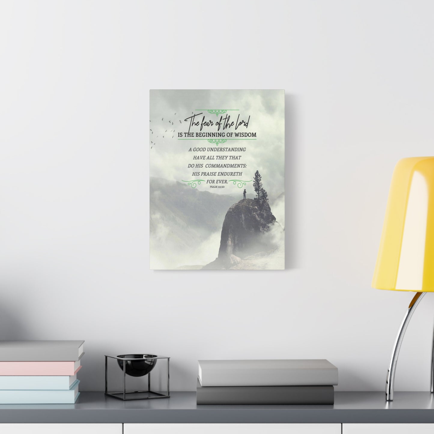 Scripture Canvas The Fear of The Lord Psalm 111:10 Christian Wall Art Bible Verse Print Ready to Hang