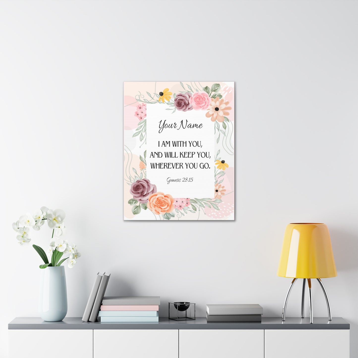 Personalized Genesis 28:15 I Am With You  Bible Chapter Canvas Christian Wall Art Ready to Hang
