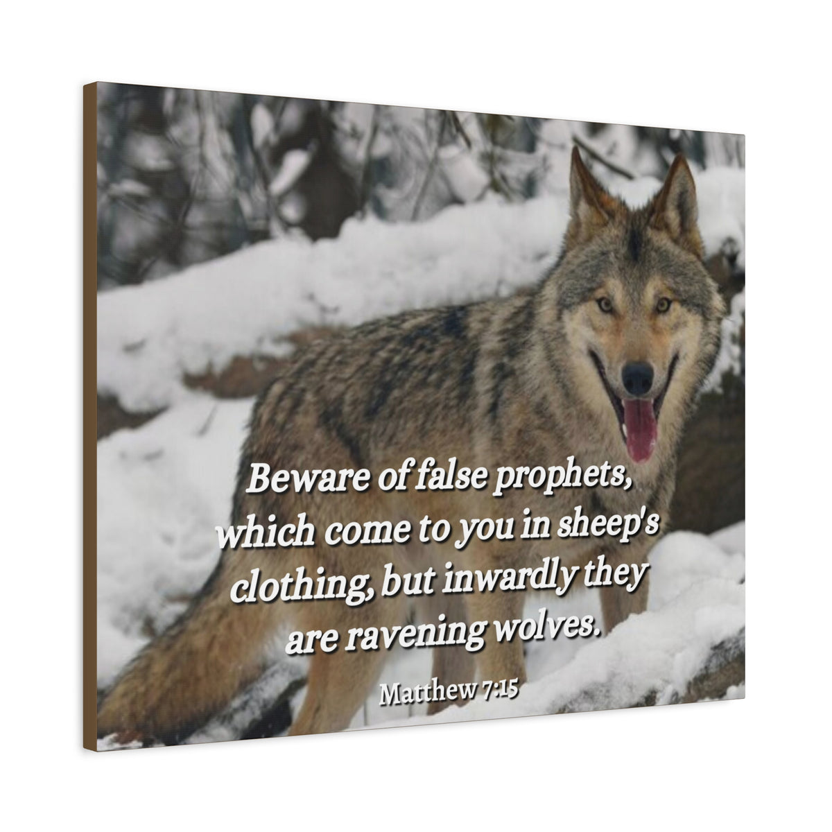Scripture Canvas False Prophets Matthew 7:15 Christian Wall Art Bible Verse Print Ready to Hang