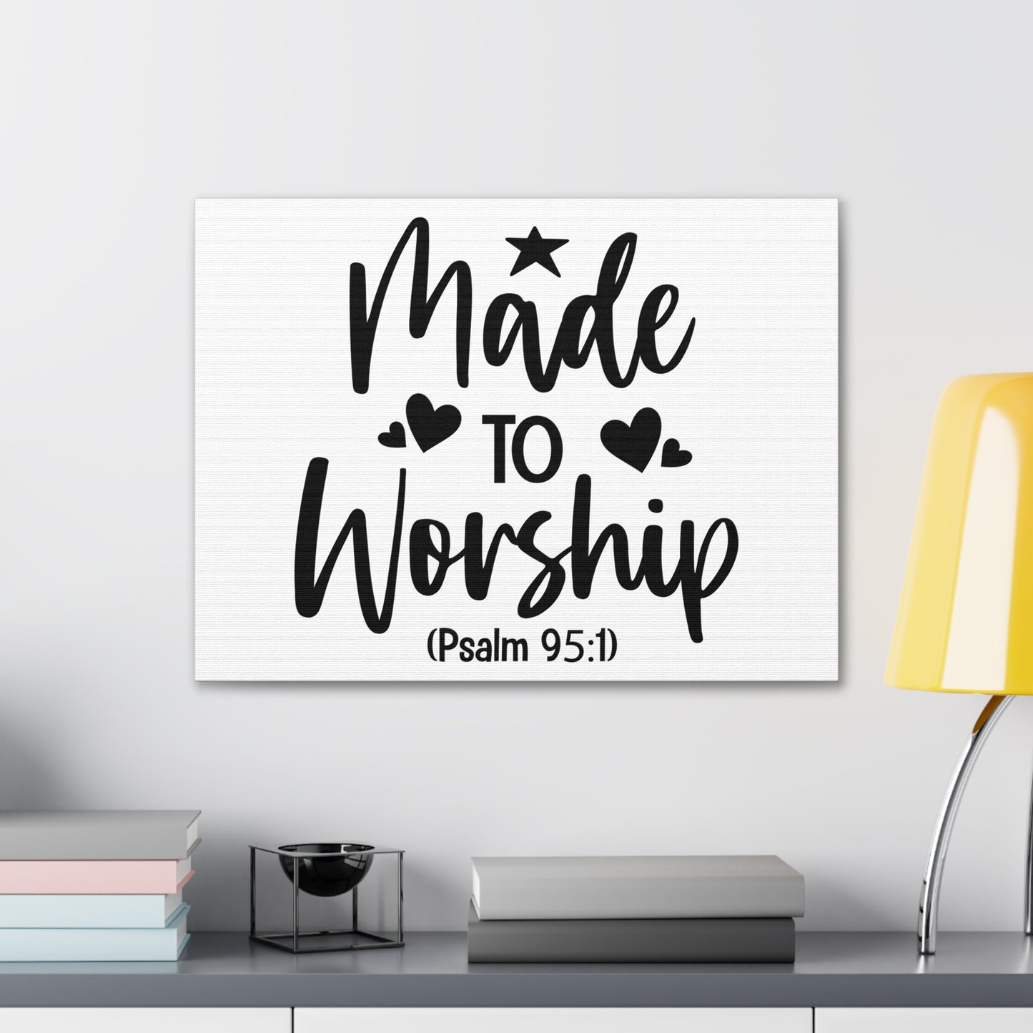 To Worship Psalm 95:1 Star & Hearts Bible Verse Canvas Christian Wall Art Ready to Hang