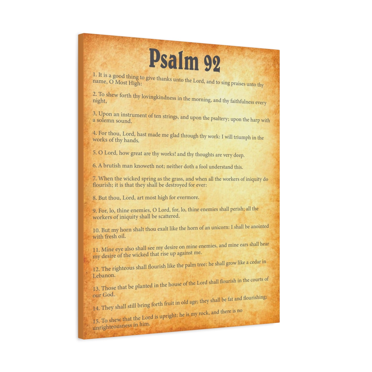 Scripture Walls Psalm 92 Gold Bible Chapter Canvas Christian Wall Art Ready to Hang Unframed