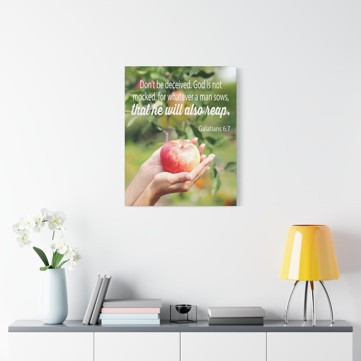 Scripture Canvas Man Reaps What He Sows Galatians 6:7 Christian Wall Art Bible Verse Print Ready to Hang