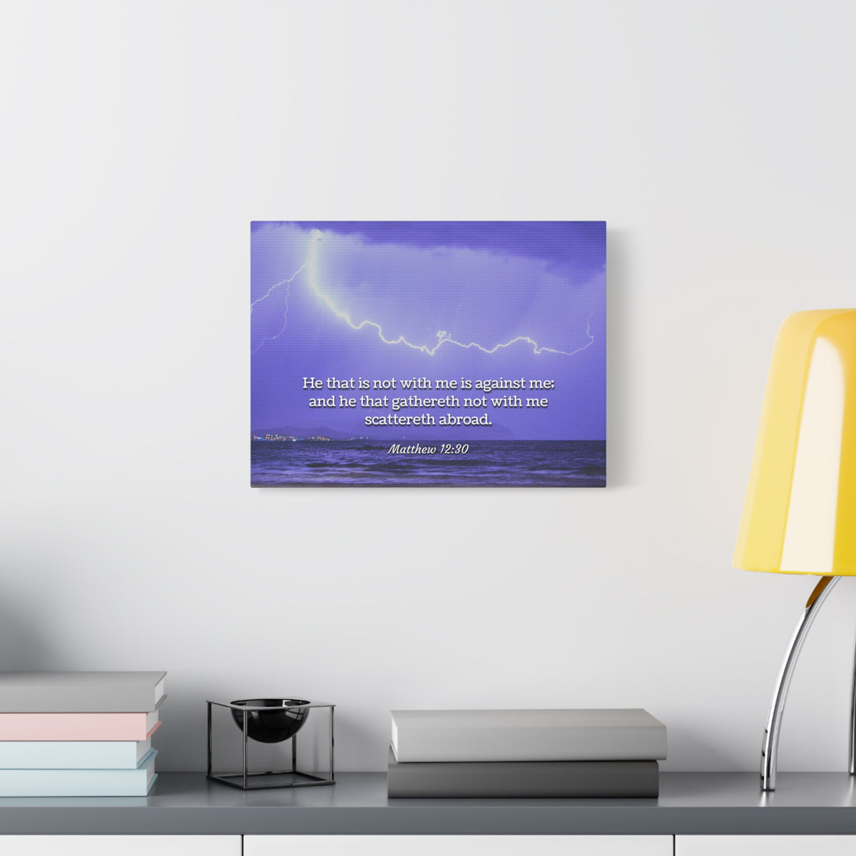 Scripture Canvas With Christ Matthew 12:30 Christian Wall Art Bible Verse Print Ready to Hang