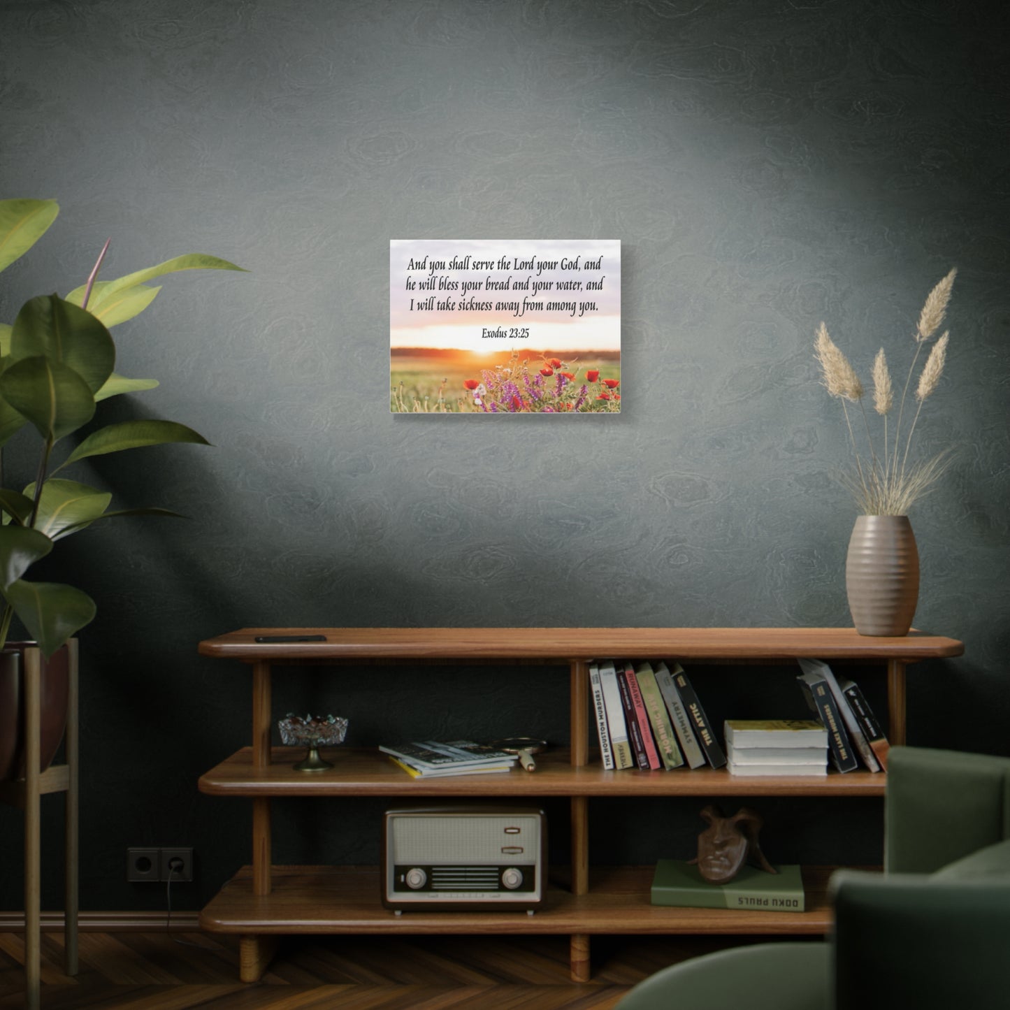 Bible Verse Canvas And You Shall Serve the Lord Exodus 23:25 Scripture Wall Art Christian Home Decor