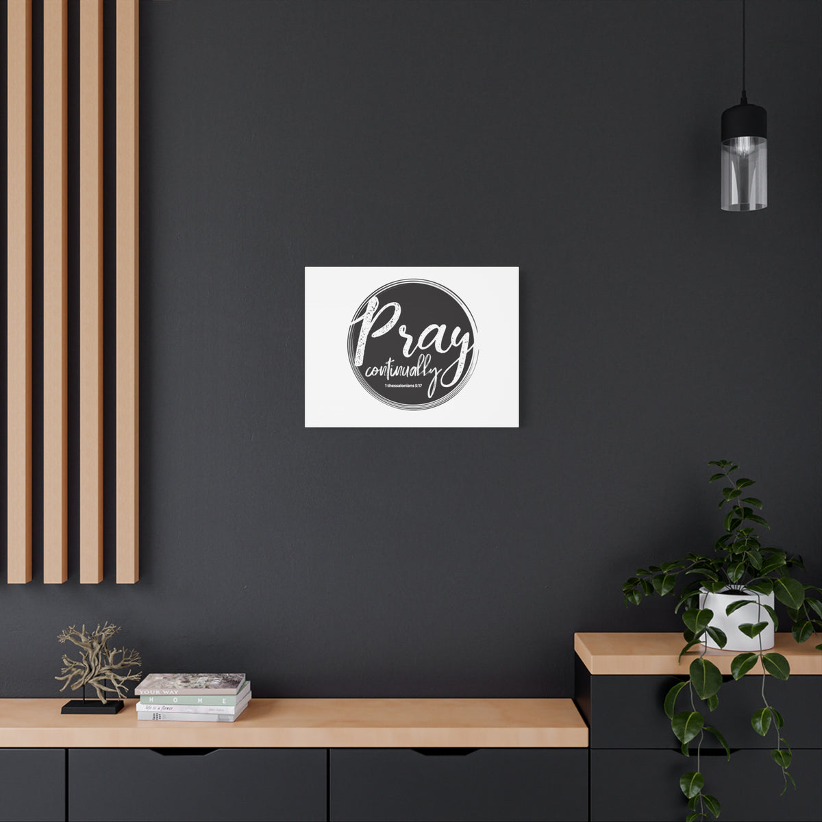 Scripture Canvas Pray Continually Gray Circle 1 Thessalonians 5:17 Christian Wall Art Bible Verse Print Ready to Hang