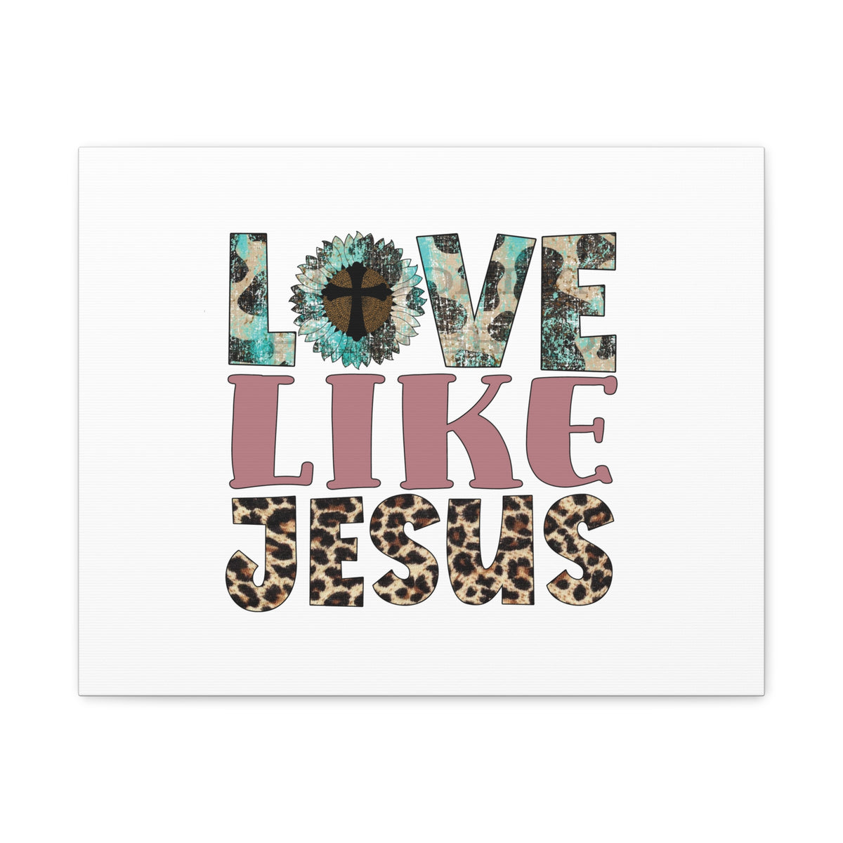 Scripture Canvas Love Like Jesus John 15:12 Blue Flower Christian Wall Art Bible Verse Print Ready to Hang