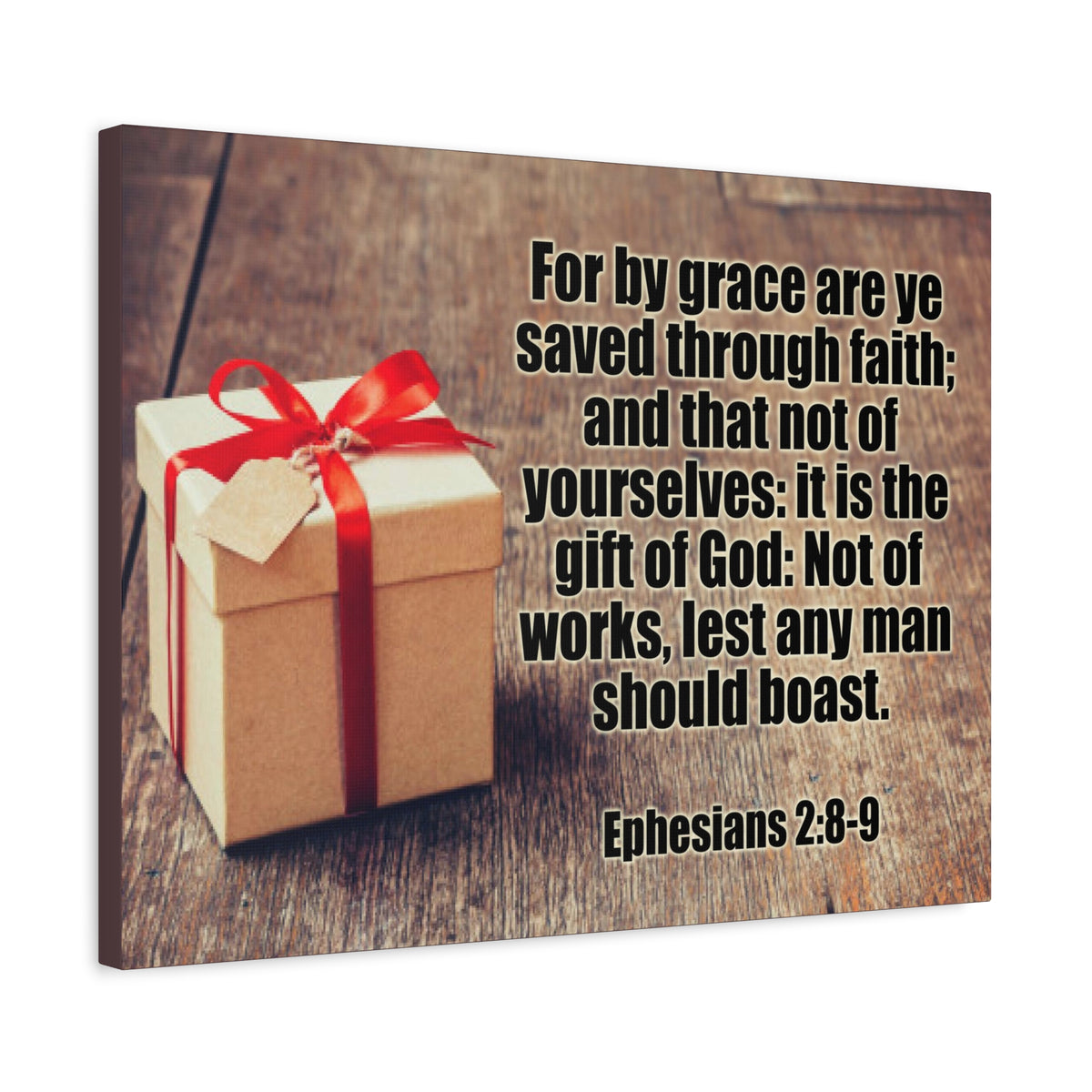 Scripture Canvas For by Grace Ephesians 2:8-9 Christian Wall Art Bible Verse Print Ready to Hang