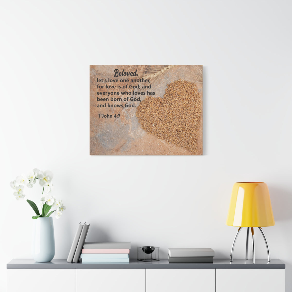 Scripture Canvas Let's Love One Another 1 John 4:7 Christian Wall Art Bible Verse Print Ready to Hang