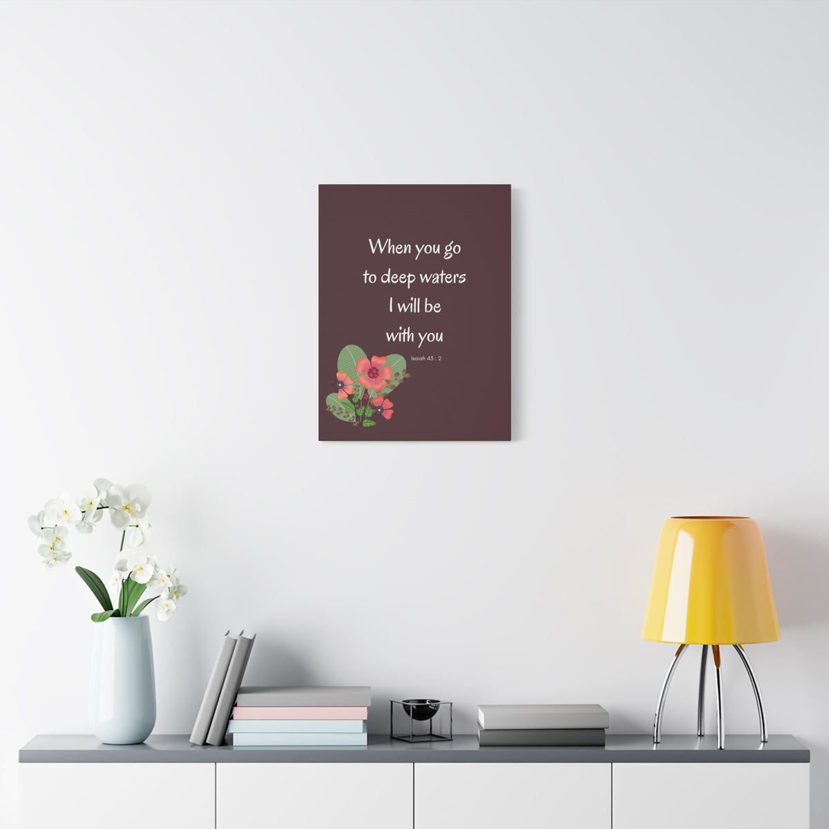 Scripture Canvas I Will Be With You Isaiah 43:2 Christian Wall Art Bible Verse Print Ready to Hang