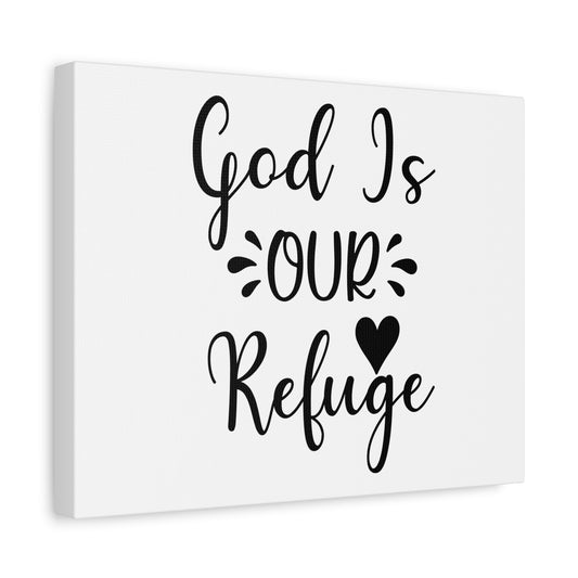 Scripture Canvas God Is Our Refuge Psalm 46:1 Heart Christian Wall Art Bible Verse Print Ready to Hang