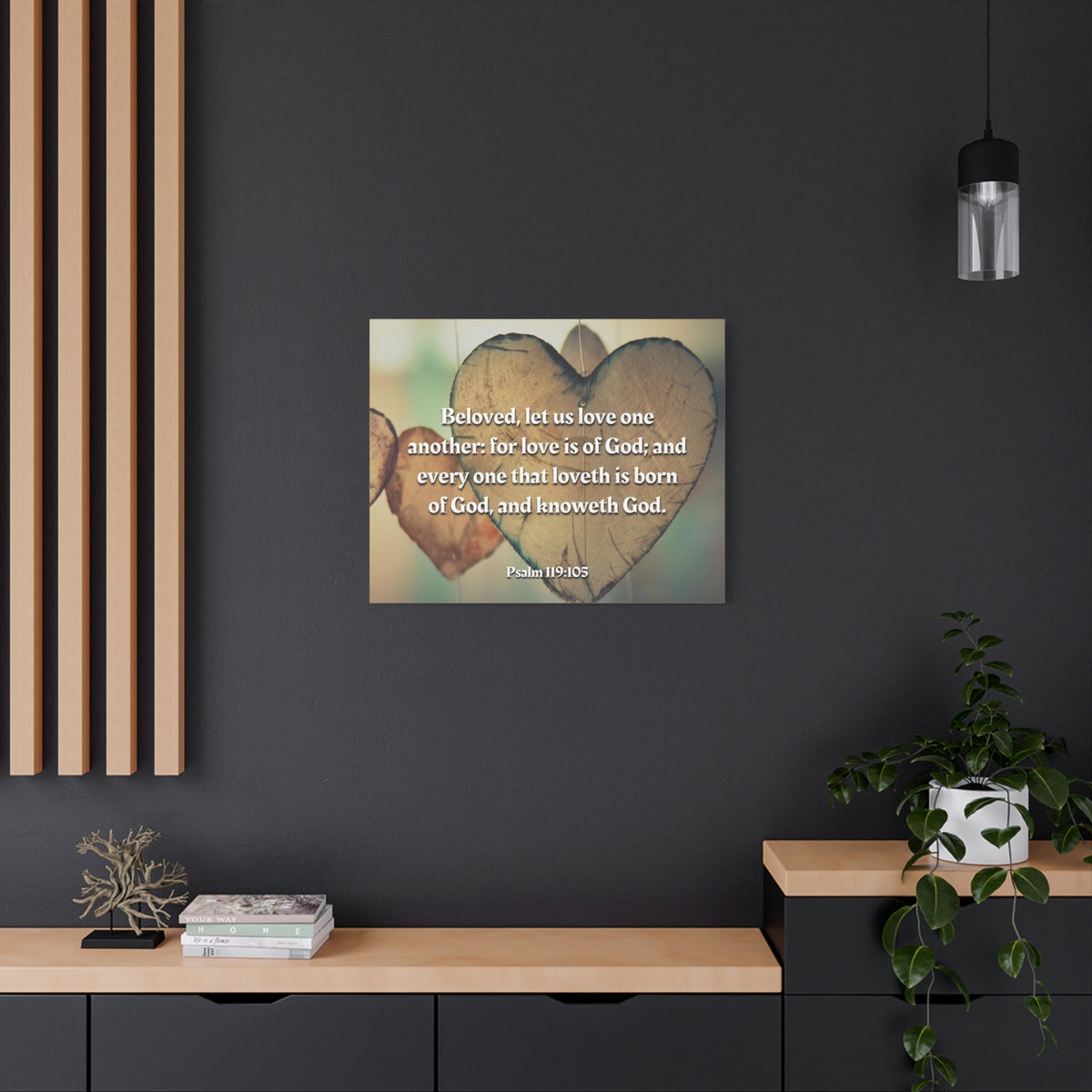 Scripture Canvas Love One Another 1 John 4:7 Christian Wall Art Bible Verse Print Ready to Hang