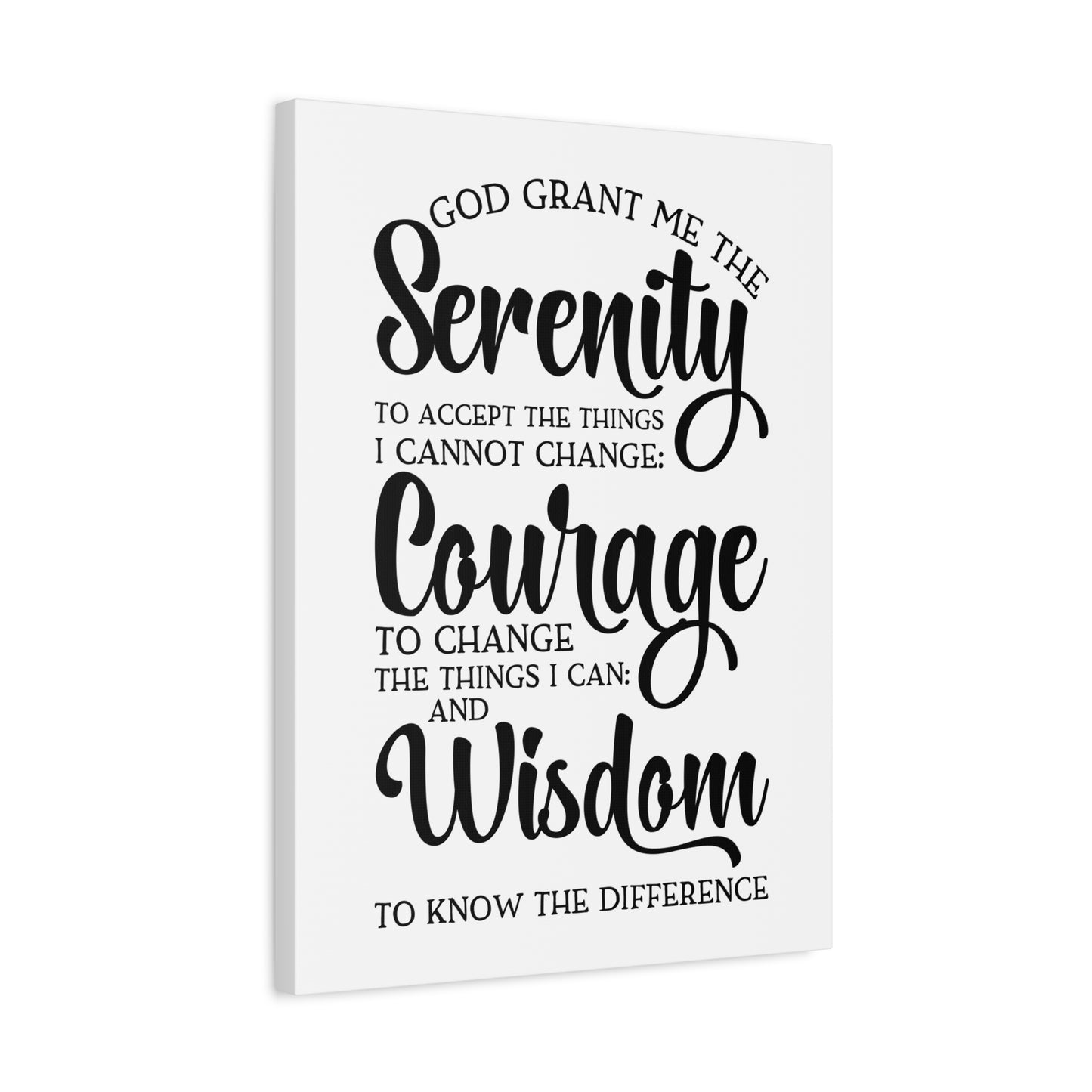 Scripture Canvas Serenity, Courage, Wisdom Psalm 27:14 Christian Wall Art Print Ready to Hang