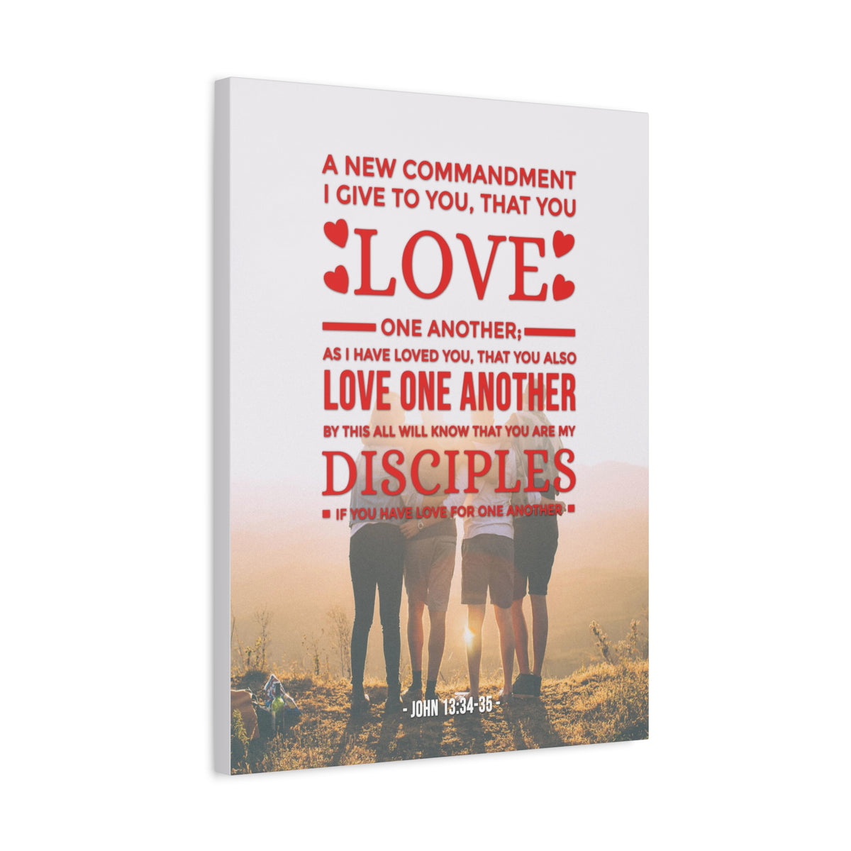 Scripture Canvas Love One Another John 13:34-35  Christian Wall Art Bible Verse Print Ready to Hang