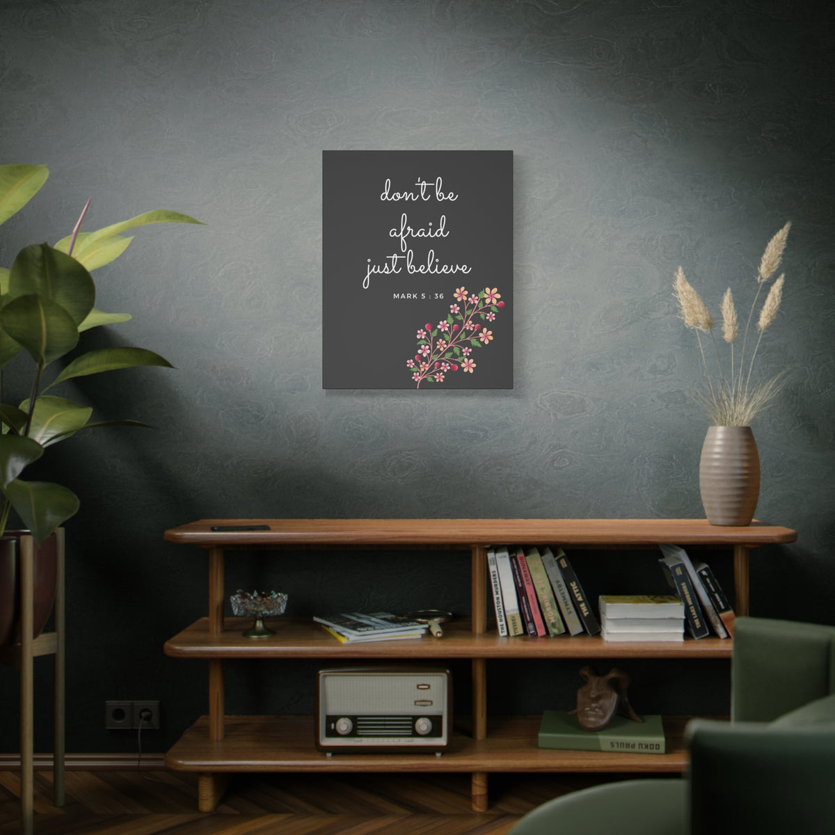 Scripture Canvas Just Believe Mark 5:36 Christian Wall Art Bible Verse Print Ready to Hang